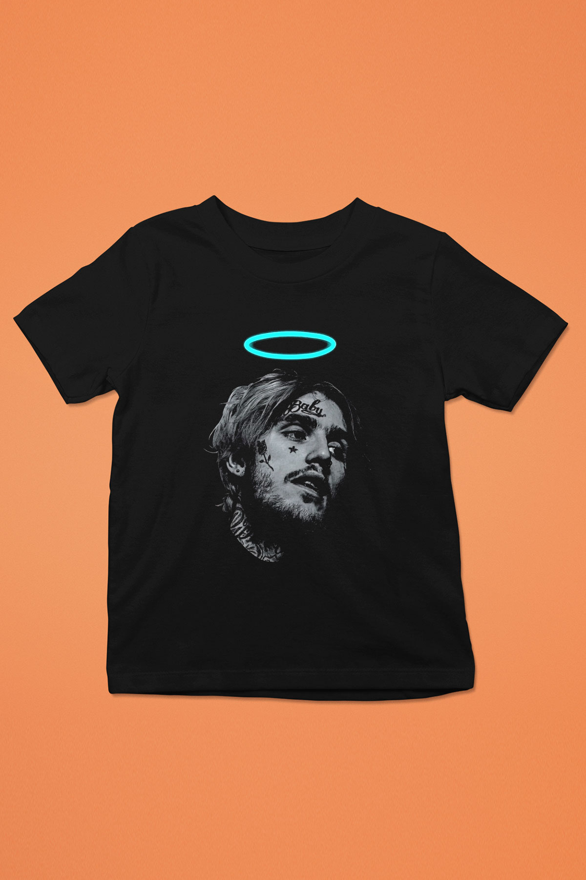 Lil Peep Baskılı Unisex Siyah Çocuk Tişört - Tshirt
