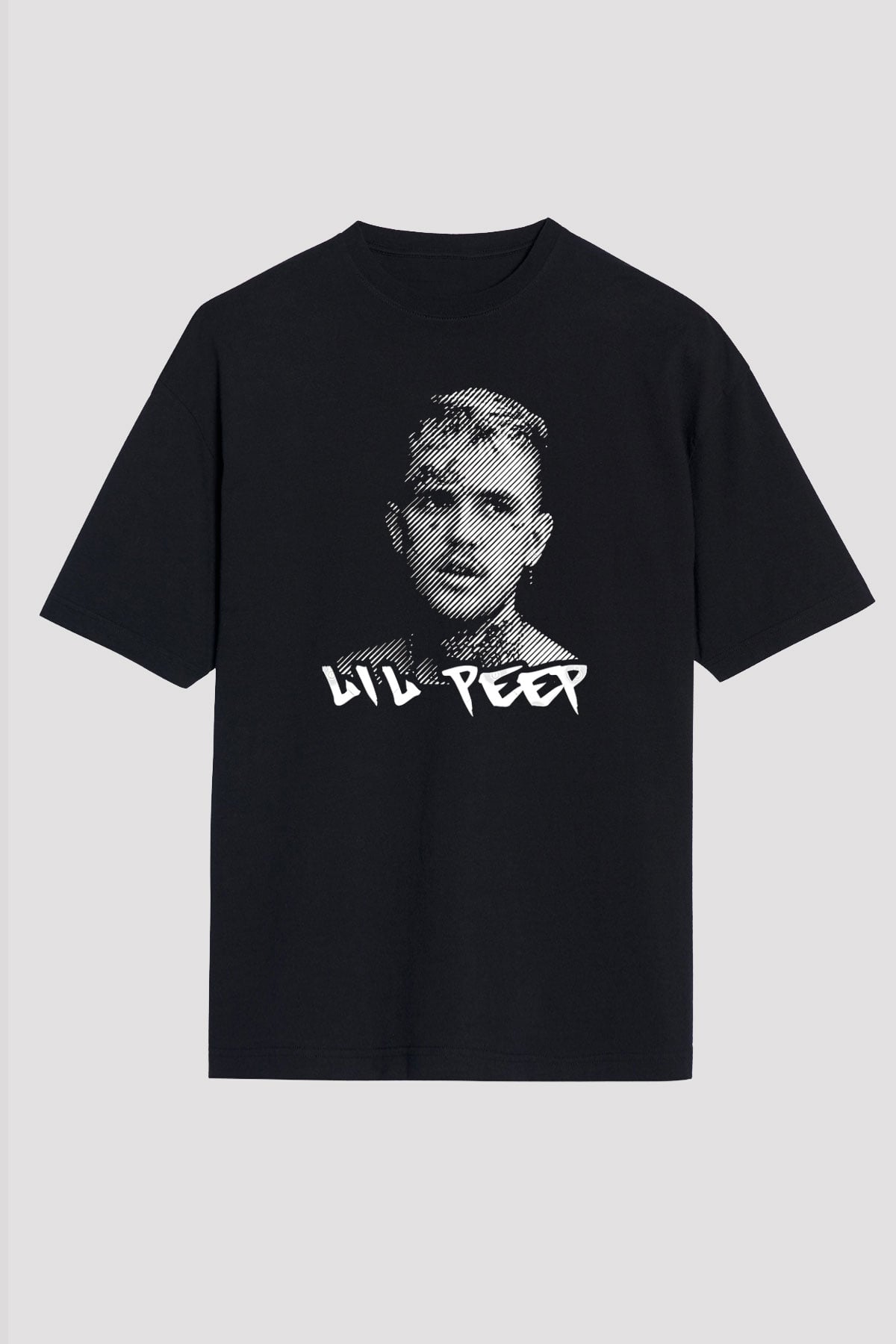 Lil Peep Baskılı Unisex Siyah Oversize Tişört - Tshirt