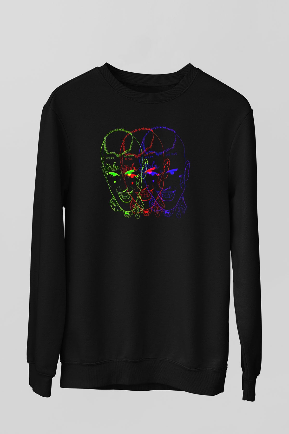Lil Peep Baskılı Unisex Siyah Sweatshirt