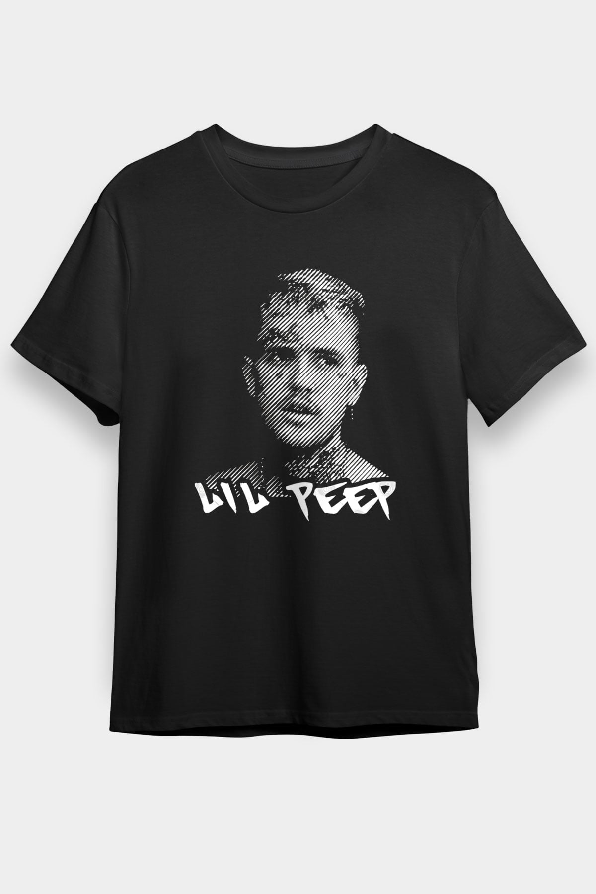 Lil Peep Baskılı Unisex Siyah Tişört - Tshirt