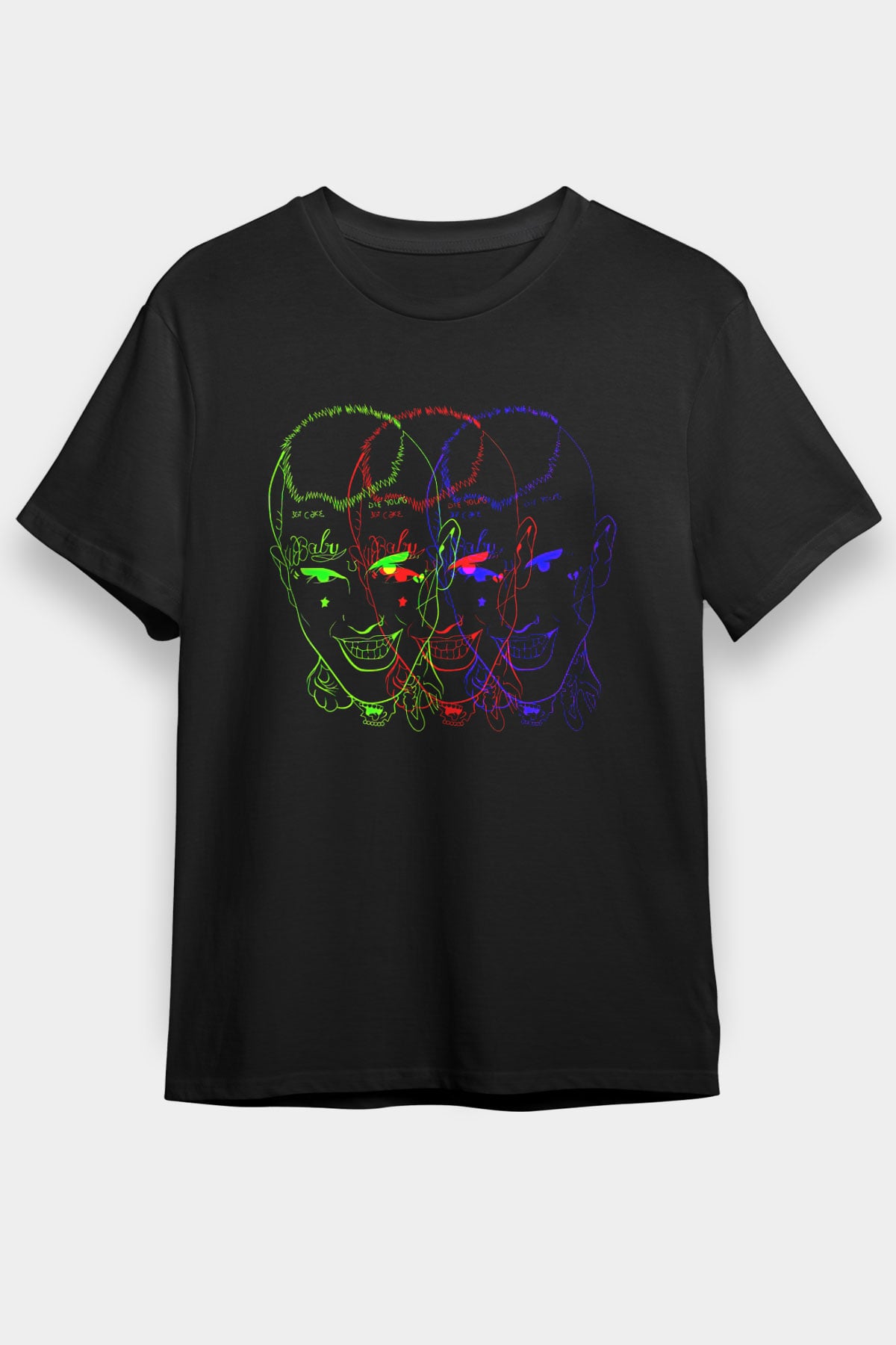 Lil Peep Baskılı Unisex Siyah Tişört - Tshirt