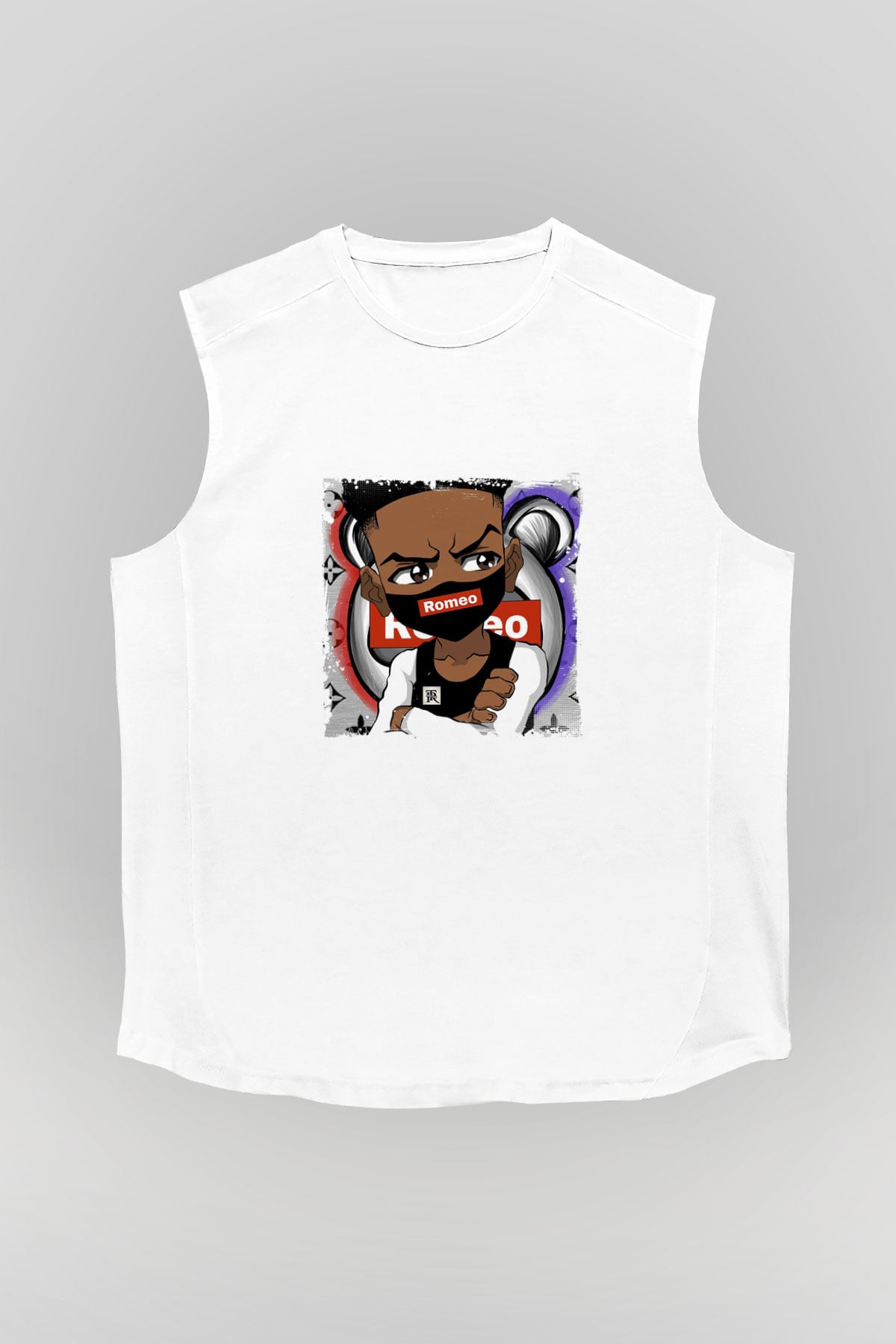 Lil' Romeo Baskılı Unisex Beyaz Kolsuz Tişört