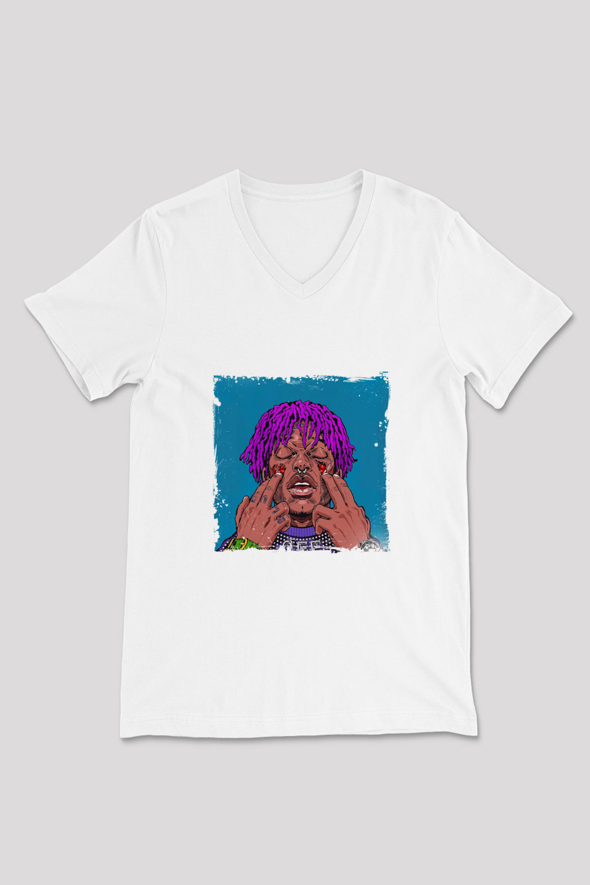 Lil Uzi Vert Baskılı Beyaz V Yaka Unisex Tişört