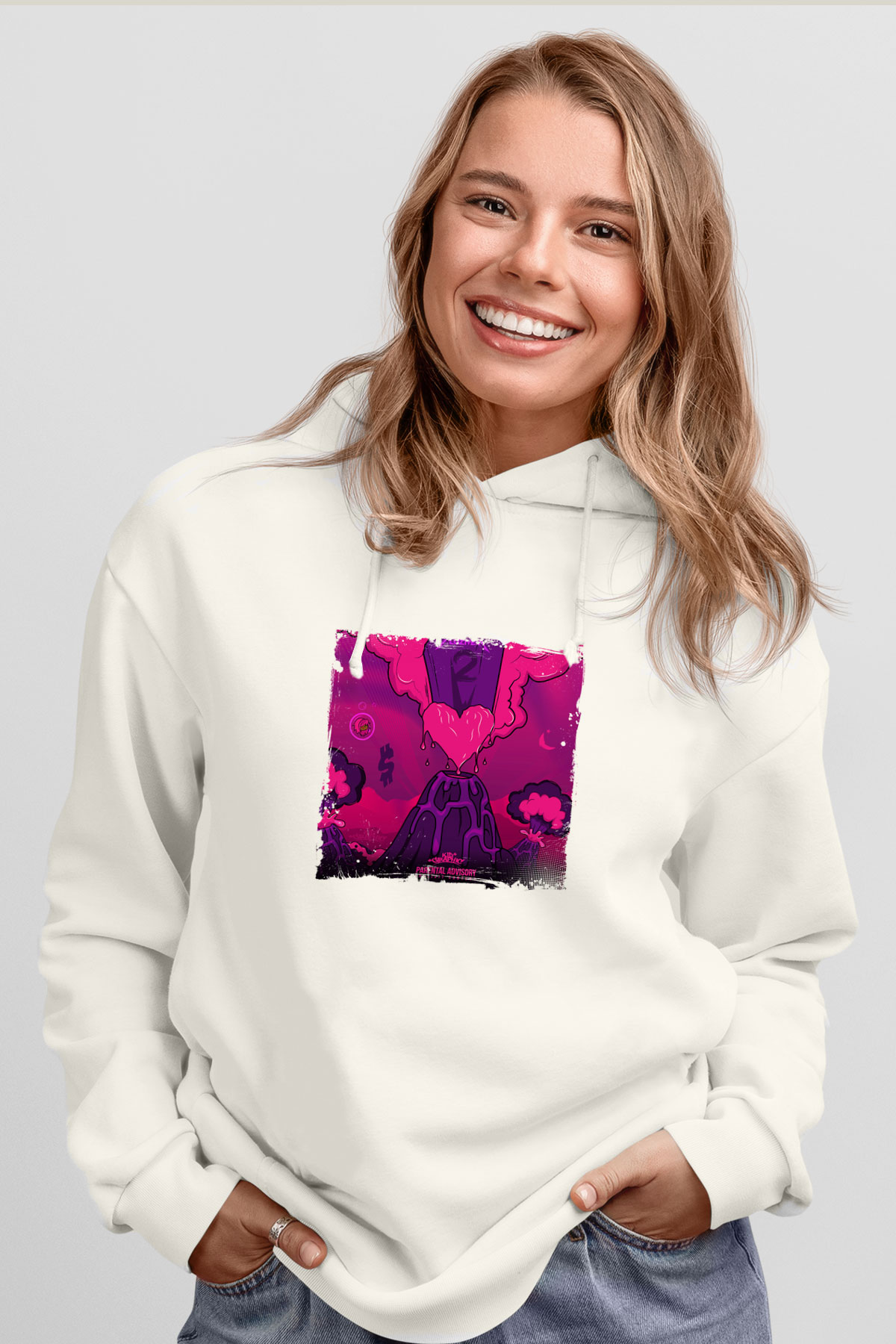 Lil Uzi Vert Baskılı Unisex Beyaz Kapüşonlu Sweatshirt