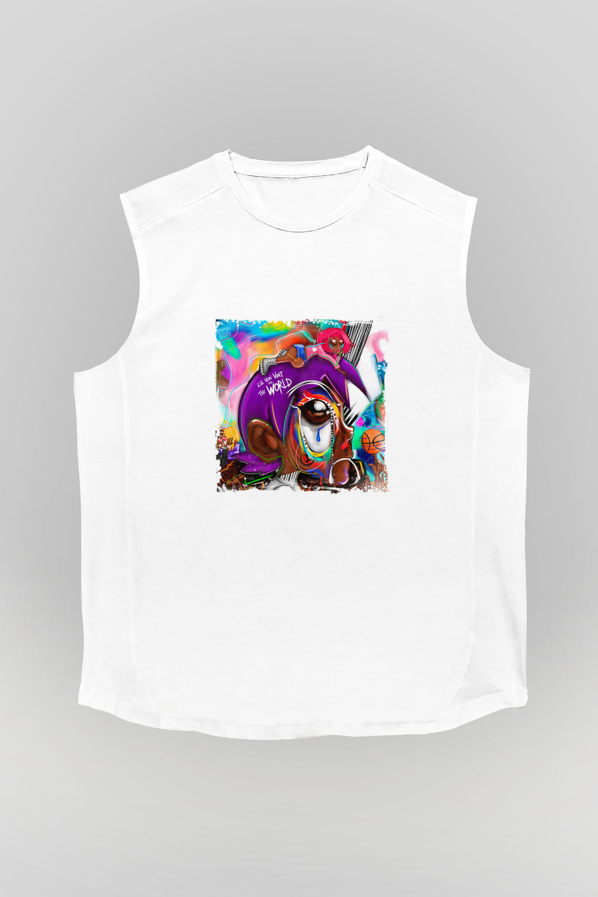 Lil Uzi Vert Baskılı Unisex Beyaz Kolsuz Tişört