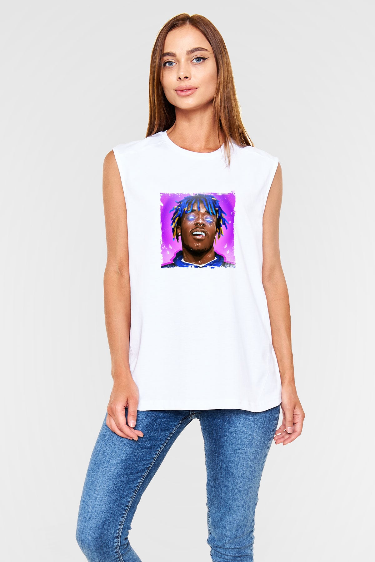 Lil Uzi Vert Baskılı Unisex Beyaz Kolsuz Tişört