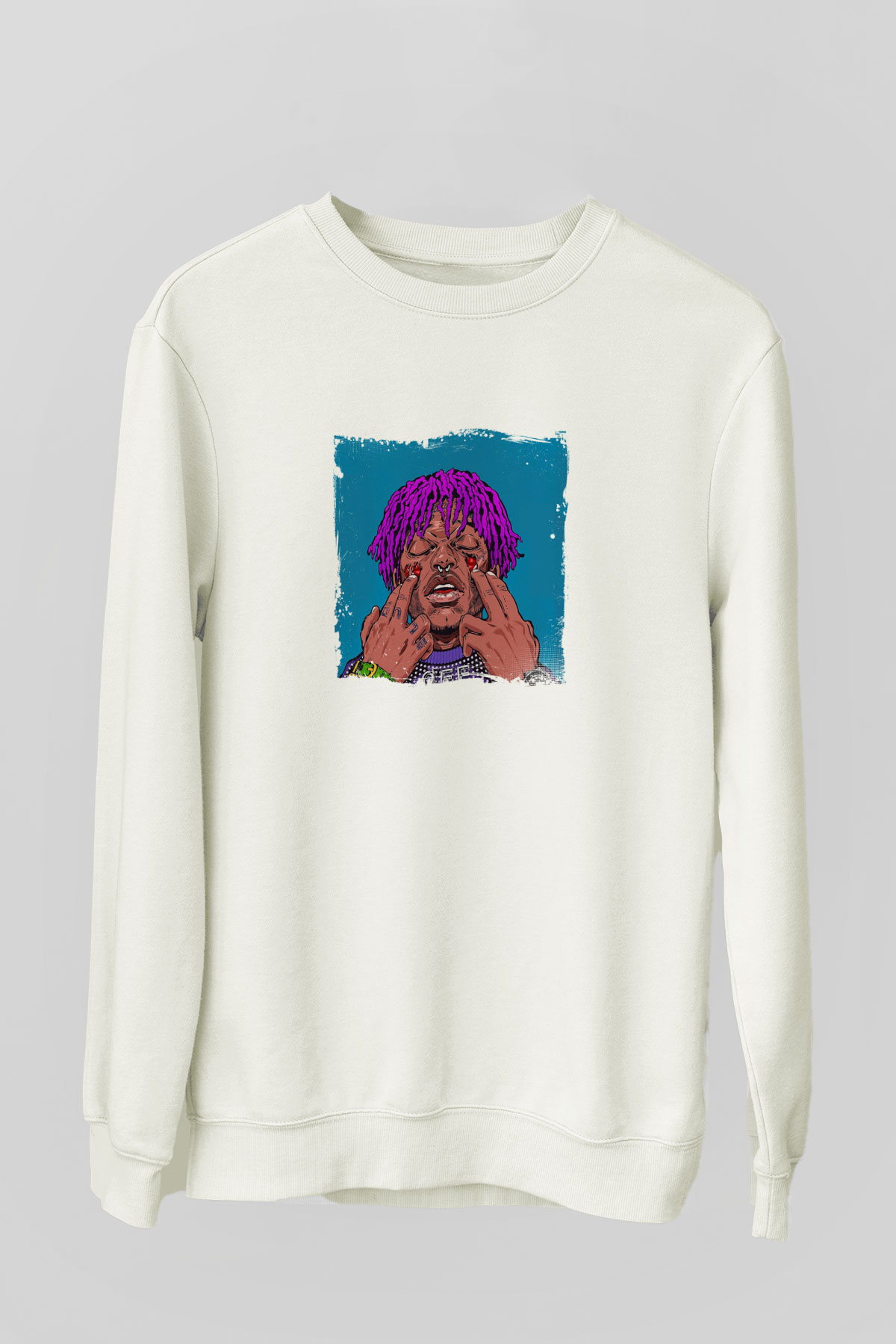 Lil Uzi Vert Baskılı Unisex Beyaz Sweatshirt