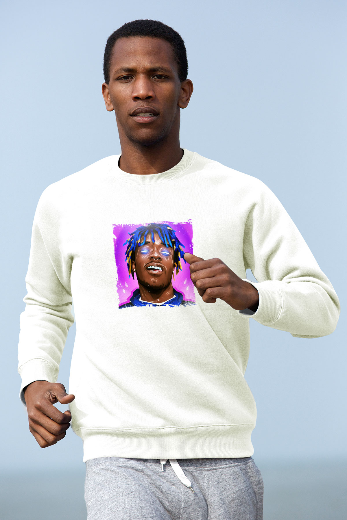 Lil Uzi Vert Baskılı Unisex Beyaz Sweatshirt