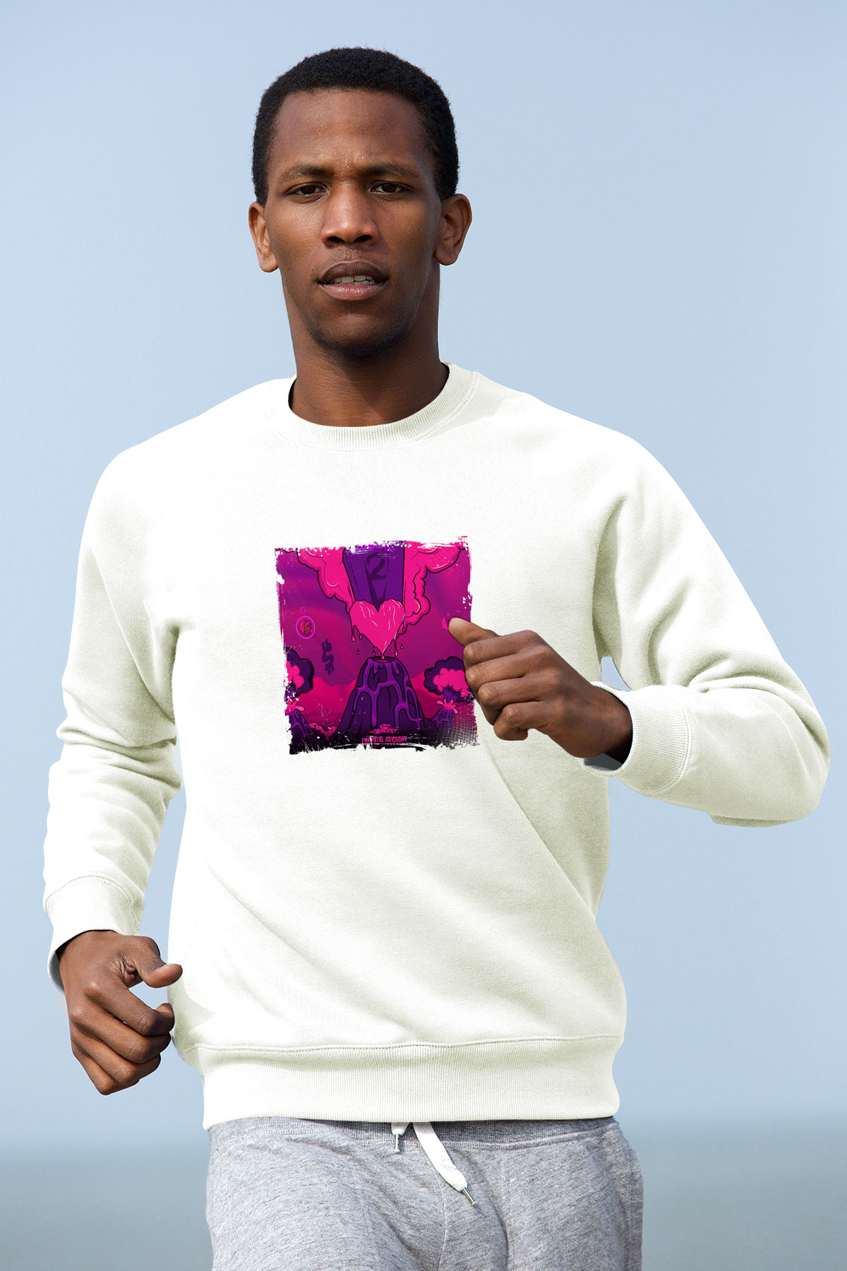 Lil Uzi Vert Baskılı Unisex Beyaz Sweatshirt