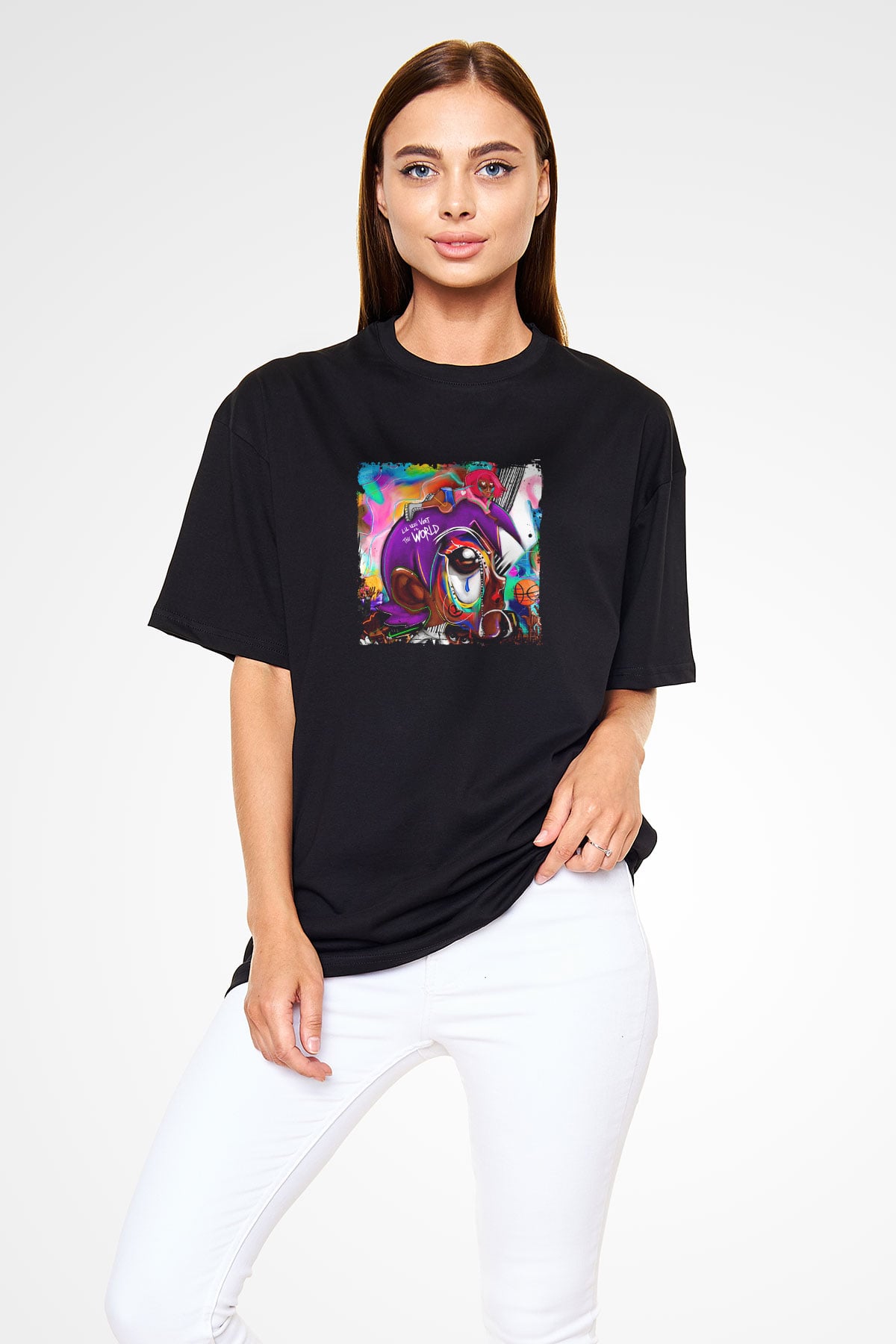 Lil Uzi Vert Baskılı Unisex Oversize Siyah Tişört