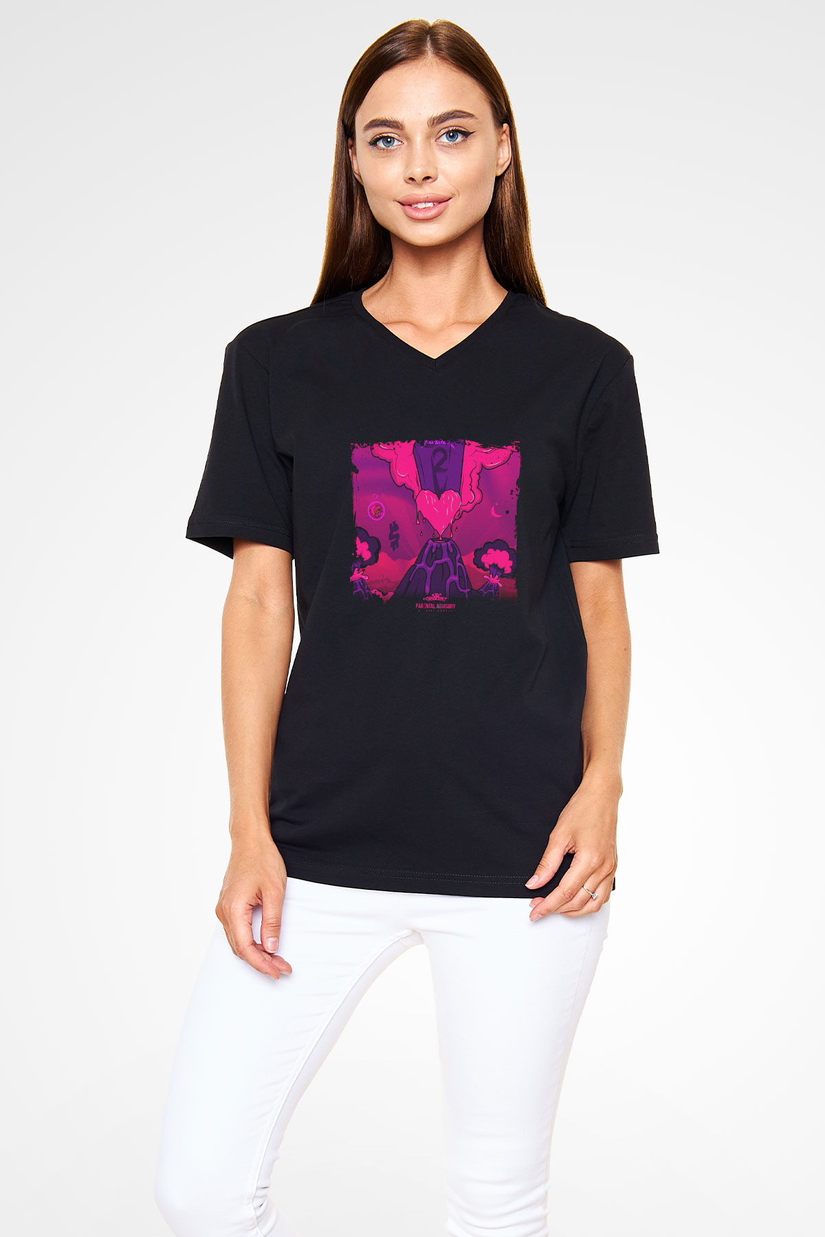 Lil Uzi Vert Baskılı Unisex Siyah V Yaka Tişört