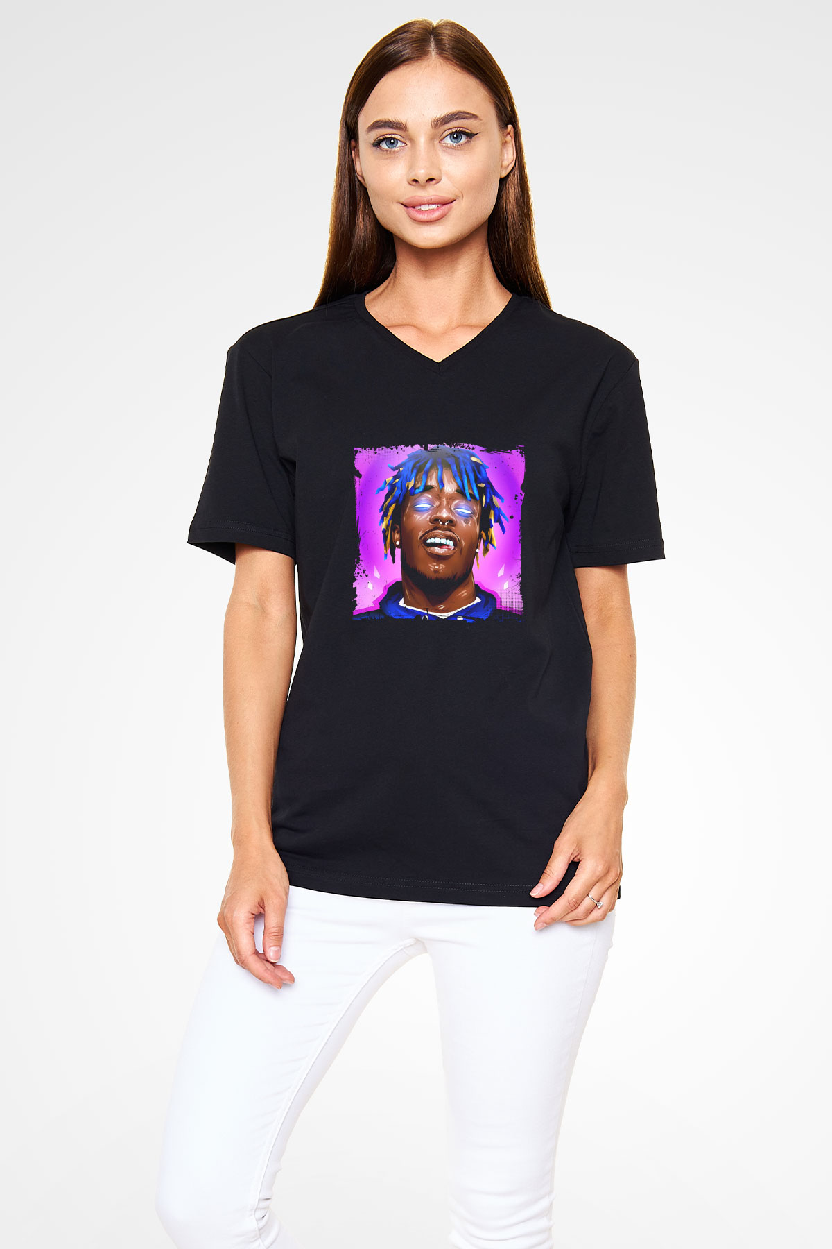 Lil Uzi Vert Baskılı Unisex Siyah V Yaka Tişört