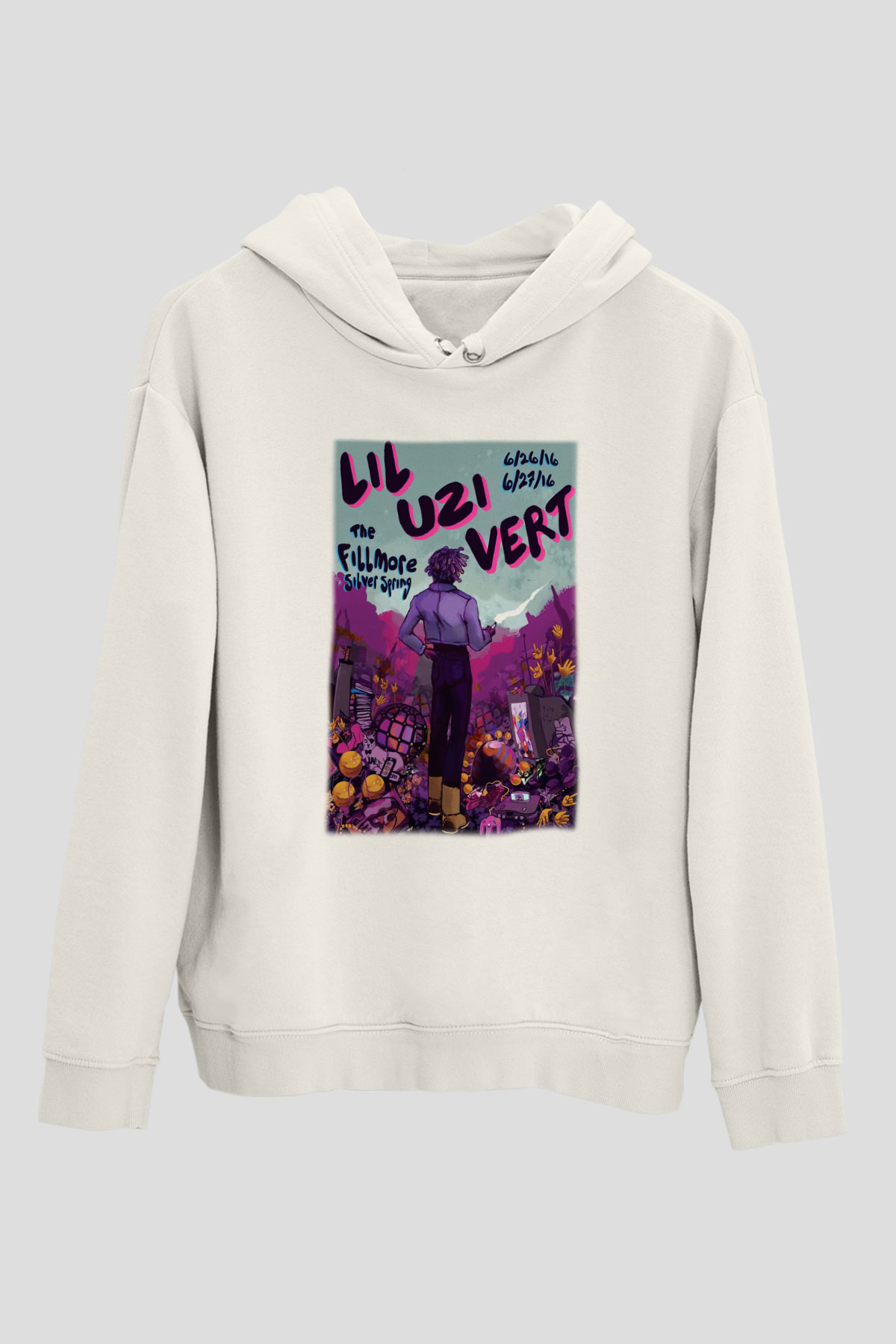 Lil Uzi Vert Beyaz Unisex Kapşonlu Sweatshirt