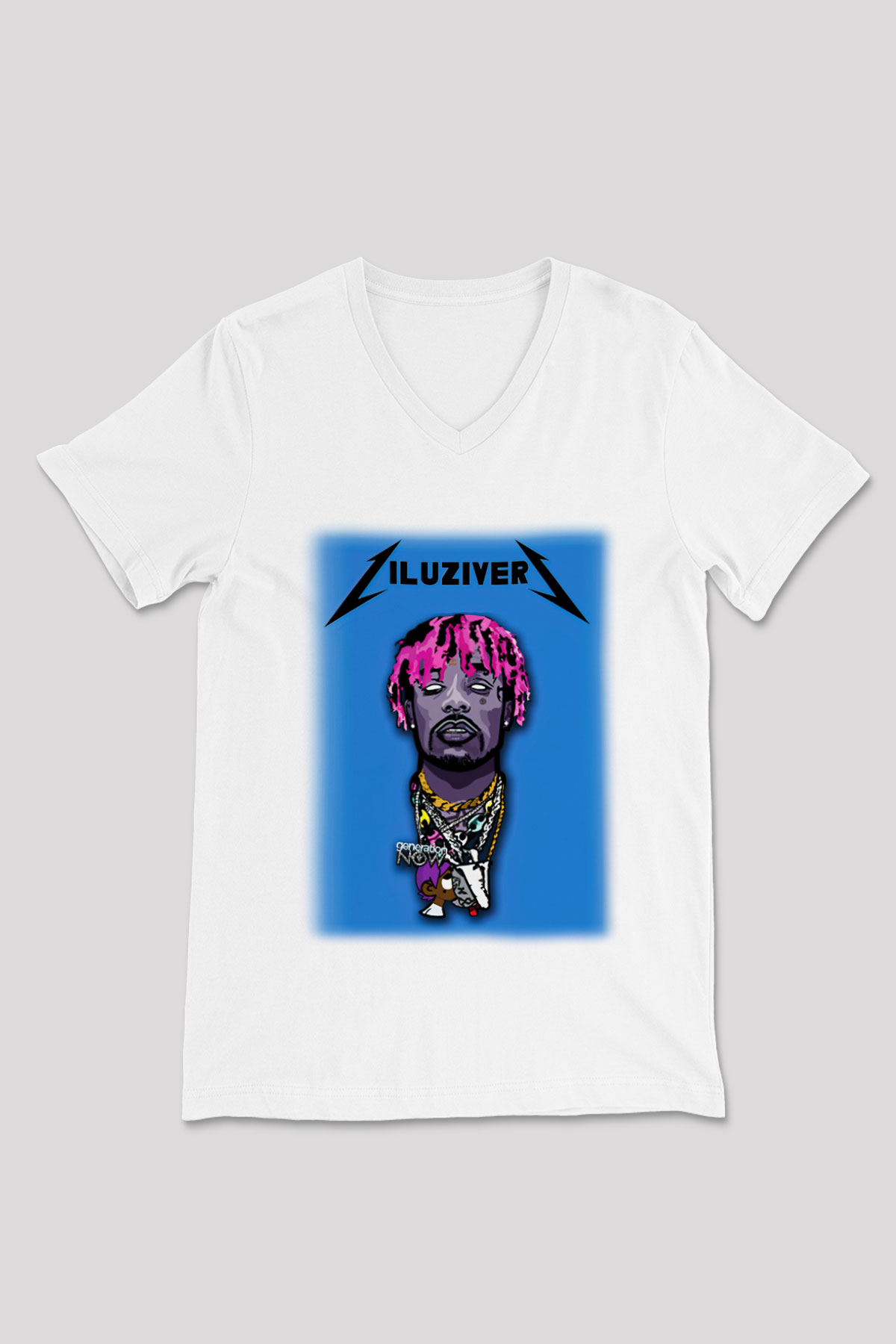 Lil Uzi Vert Beyaz Unisex V Yaka Tişört T-Shirt
