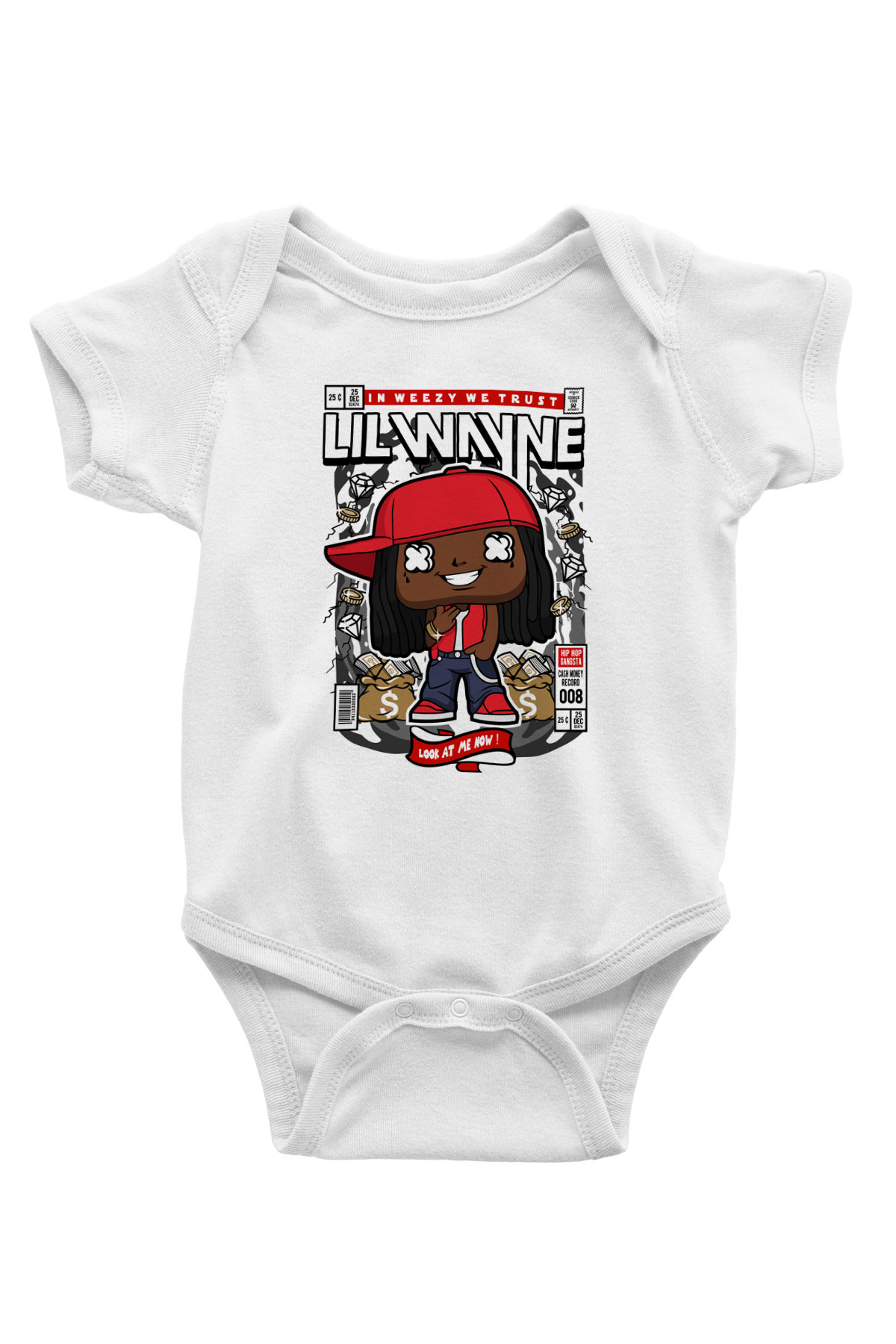 Lil Wayne Baskılı Unisex Beyaz Bebek Body - Zıbın