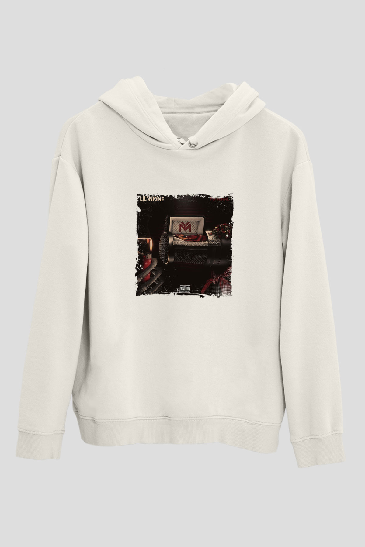 Lil Wayne Baskılı Unisex Beyaz Kapüşonlu Sweatshirt