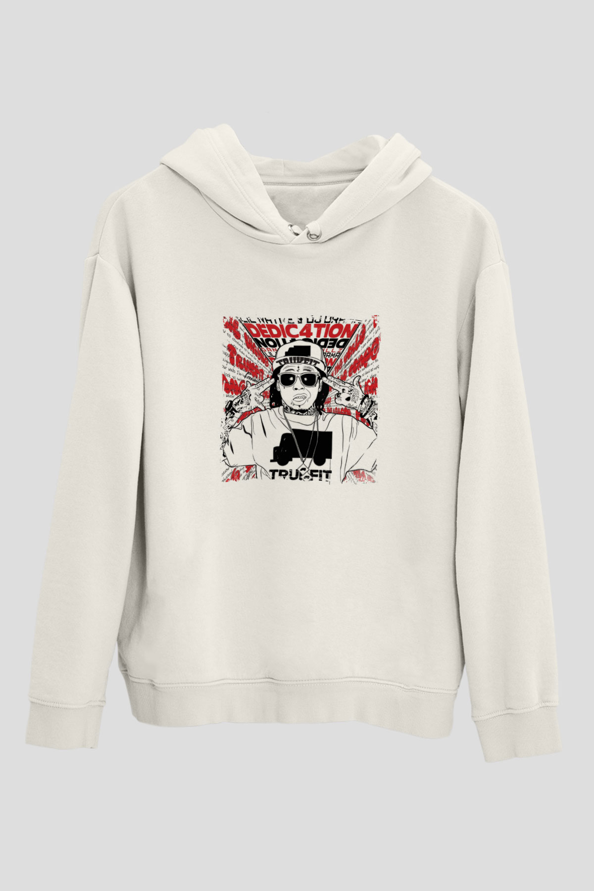 Lil Wayne Baskılı Unisex Beyaz Kapüşonlu Sweatshirt