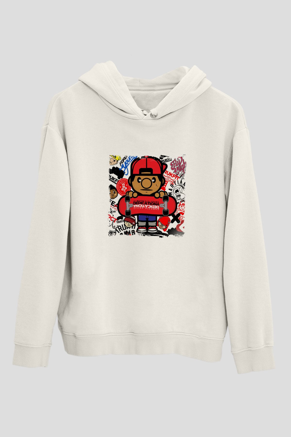 Lil Wayne Baskılı Unisex Beyaz Kapüşonlu Sweatshirt