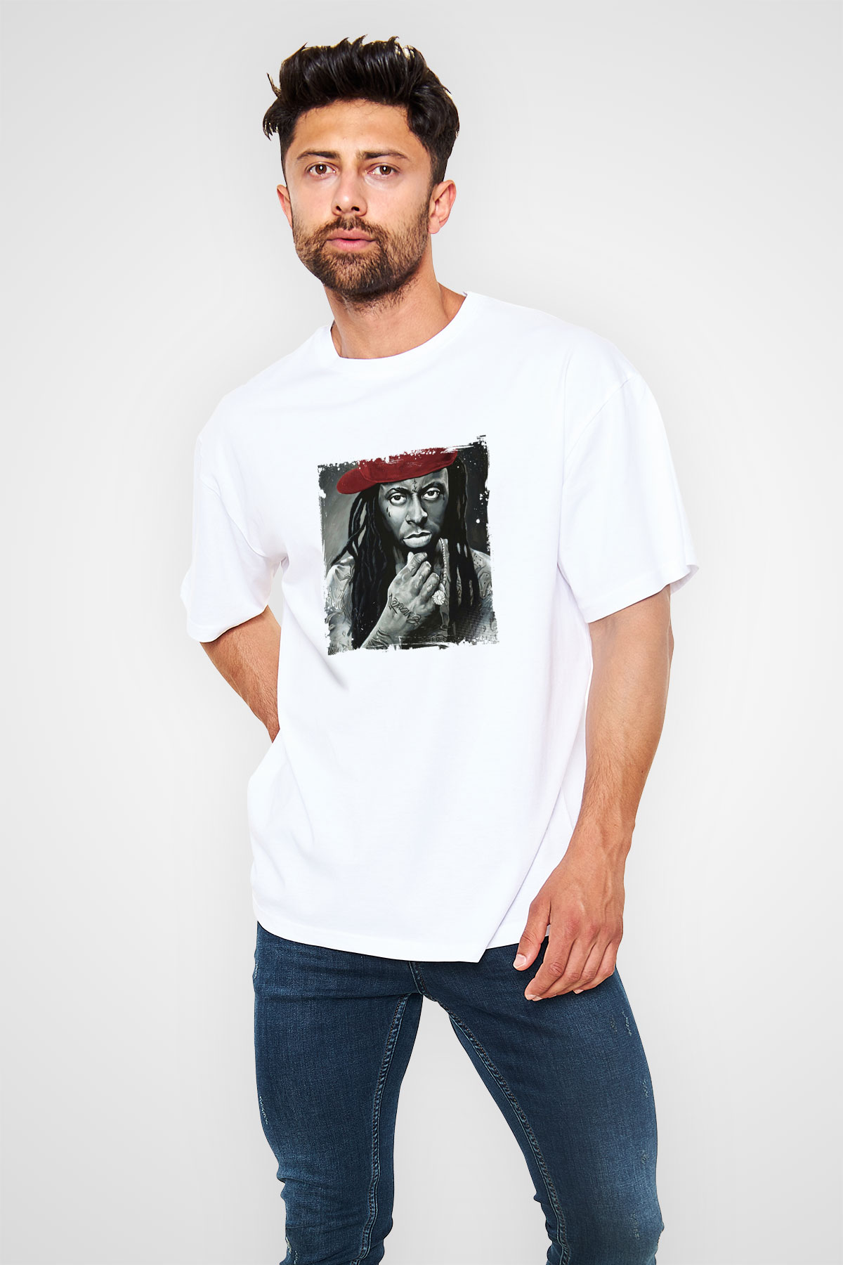 Lil Wayne Baskılı Unisex Beyaz Tişört