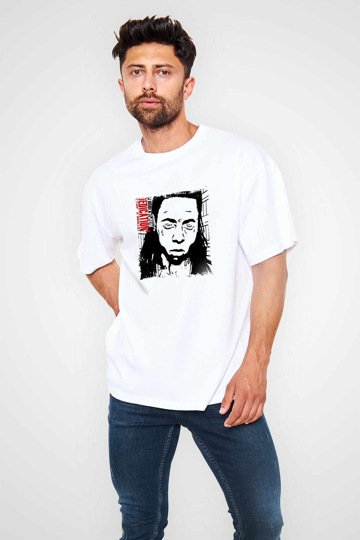 Lil Wayne Baskılı Unisex Beyaz Tişört