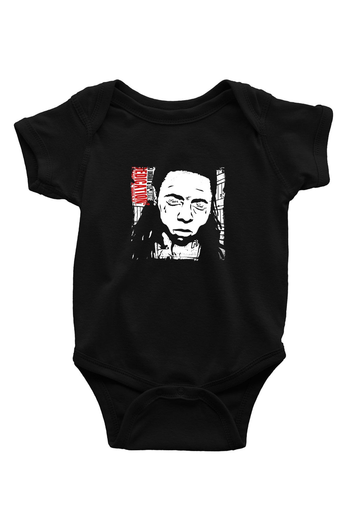 Lil Wayne Baskılı Unisex Siyah Bebek Body - Zıbın