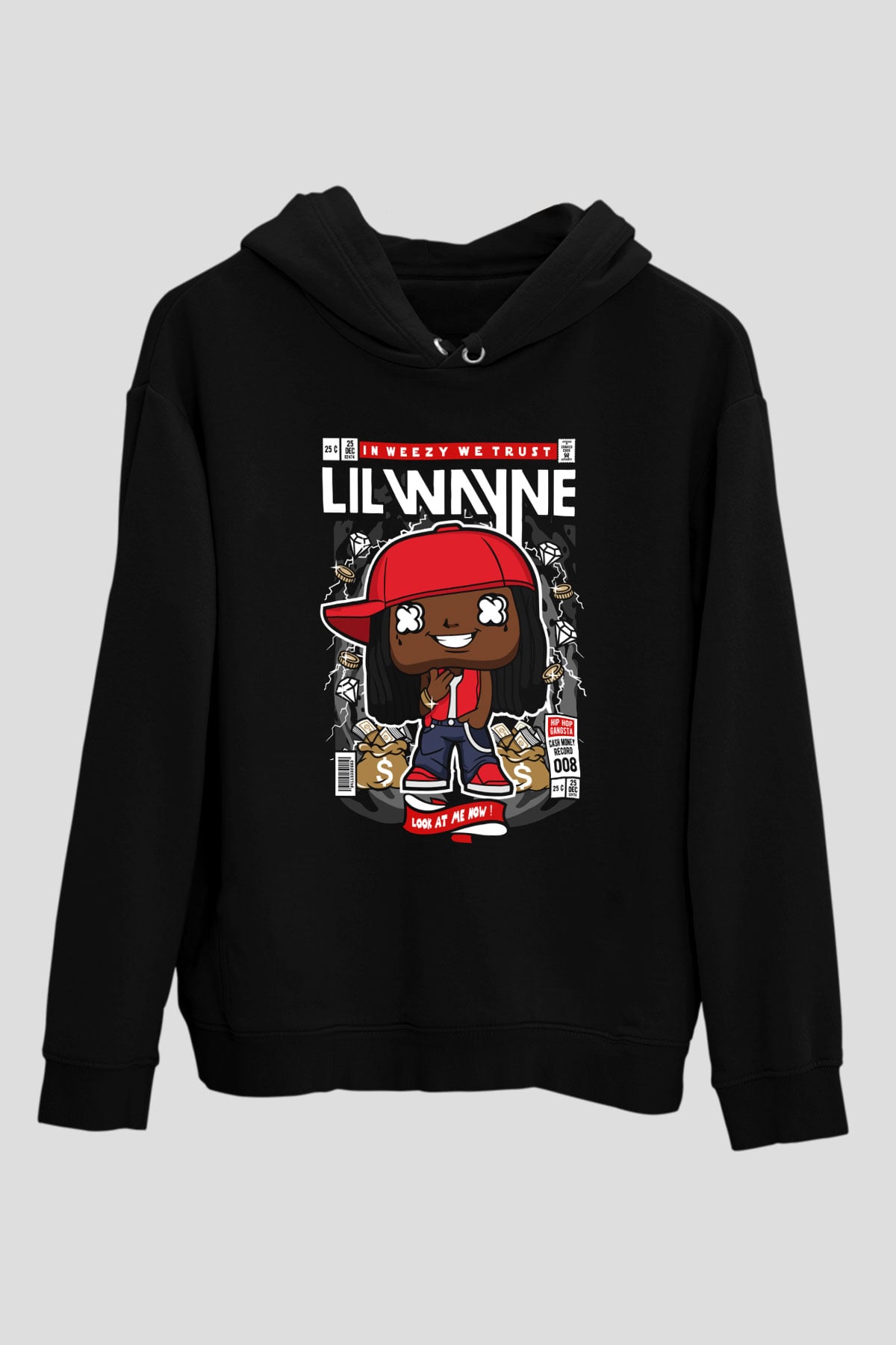 Lil Wayne Baskılı Unisex Siyah Hoodie