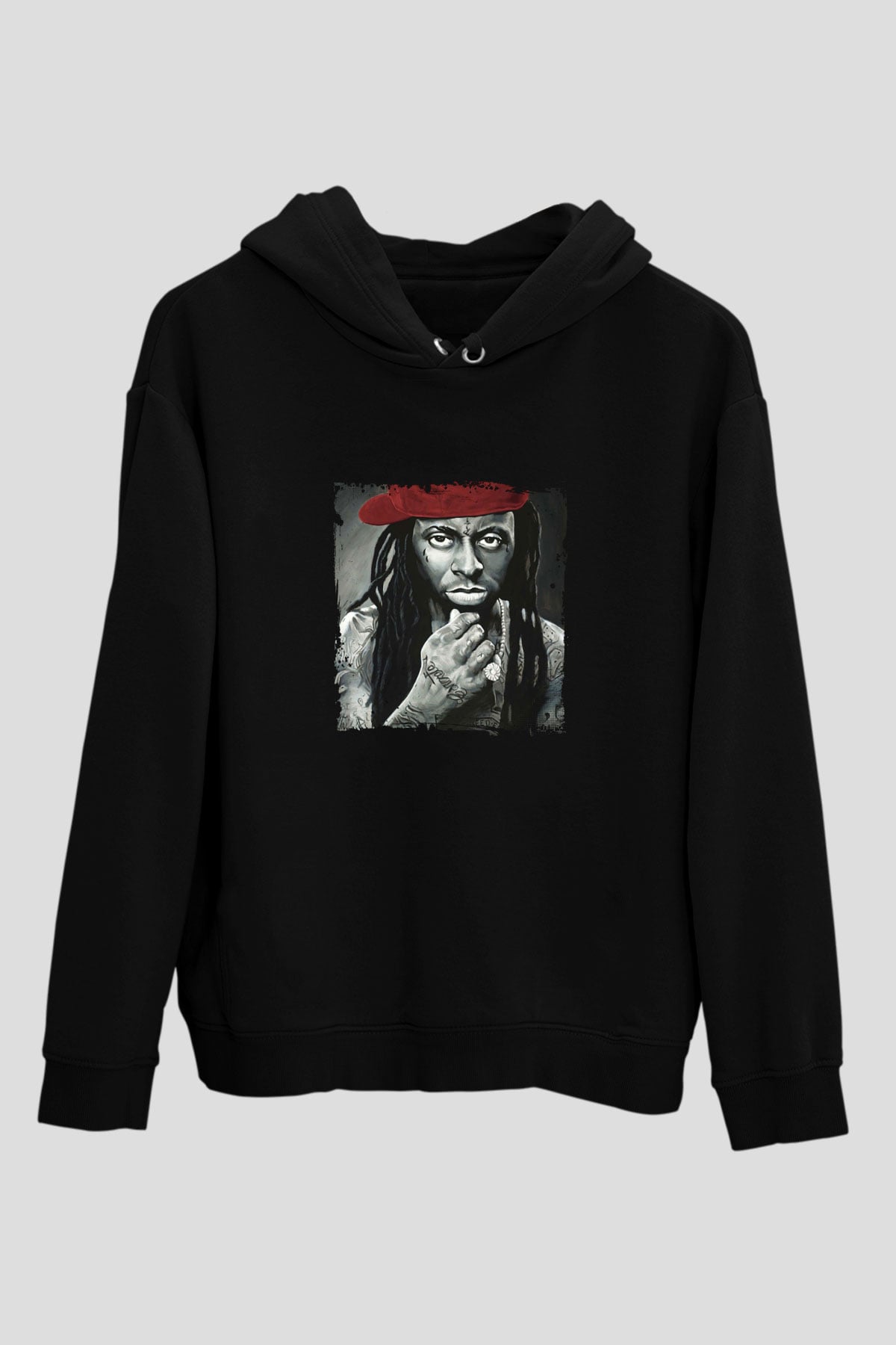 Lil Wayne Baskılı Unisex Siyah Hoodie