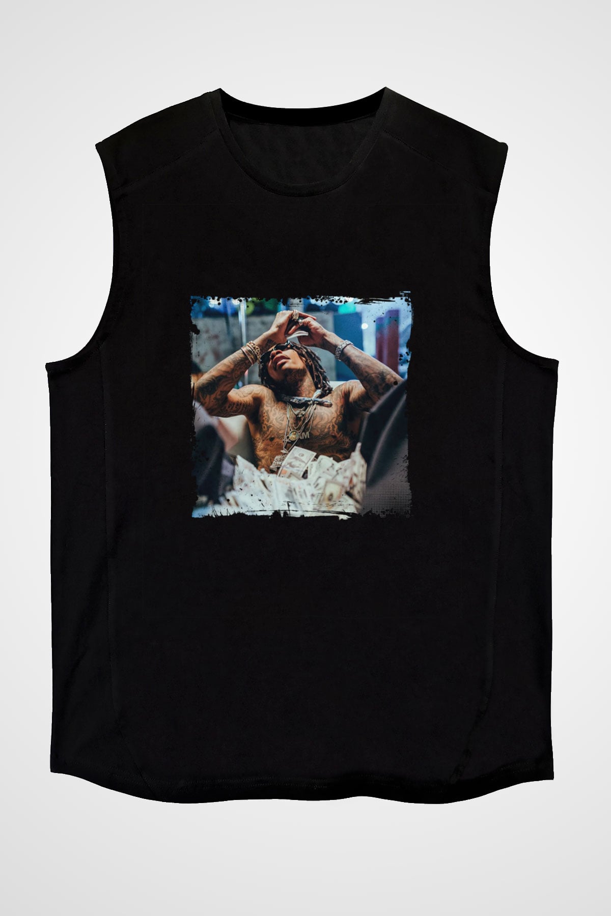 Lil Wayne Baskılı Unisex Siyah Kolsuz Tişört