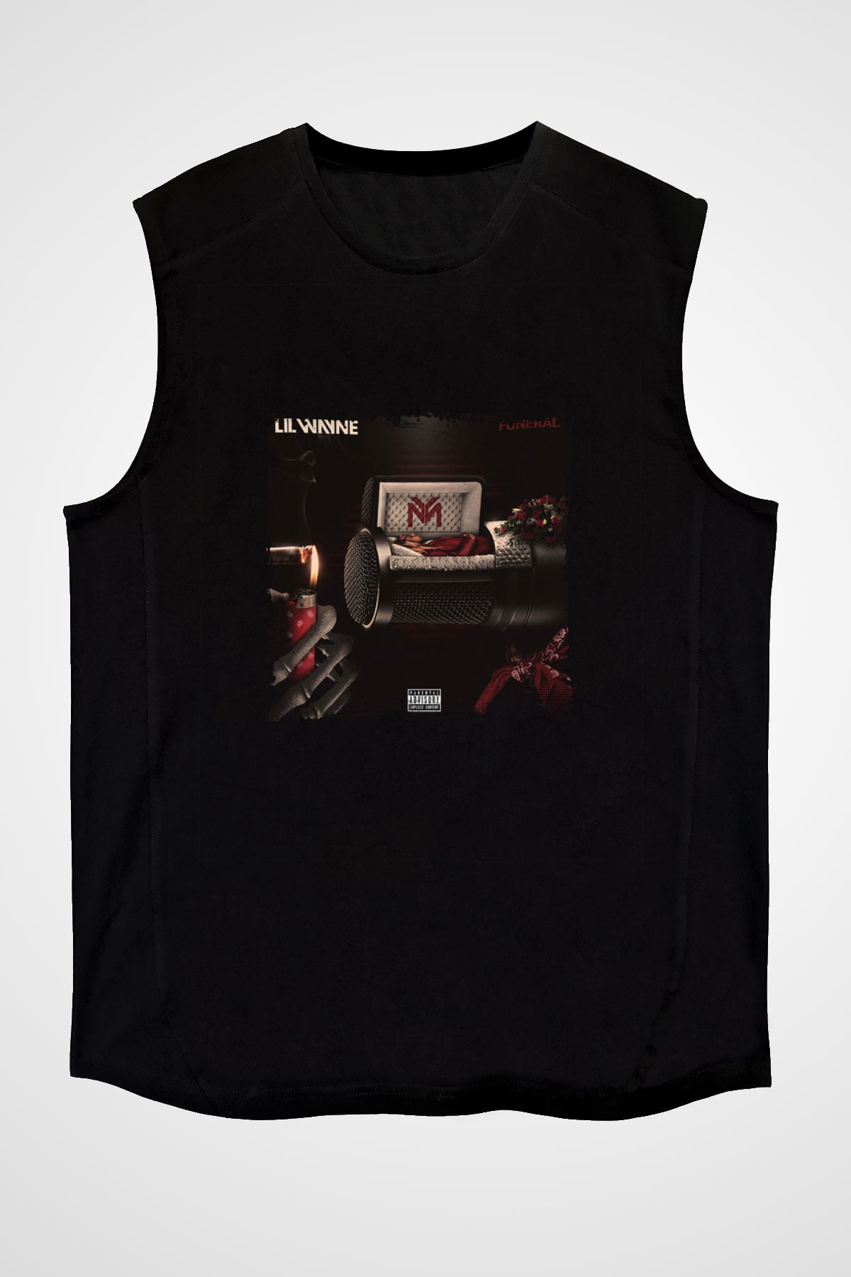 Lil Wayne Baskılı Unisex Siyah Kolsuz Tişört