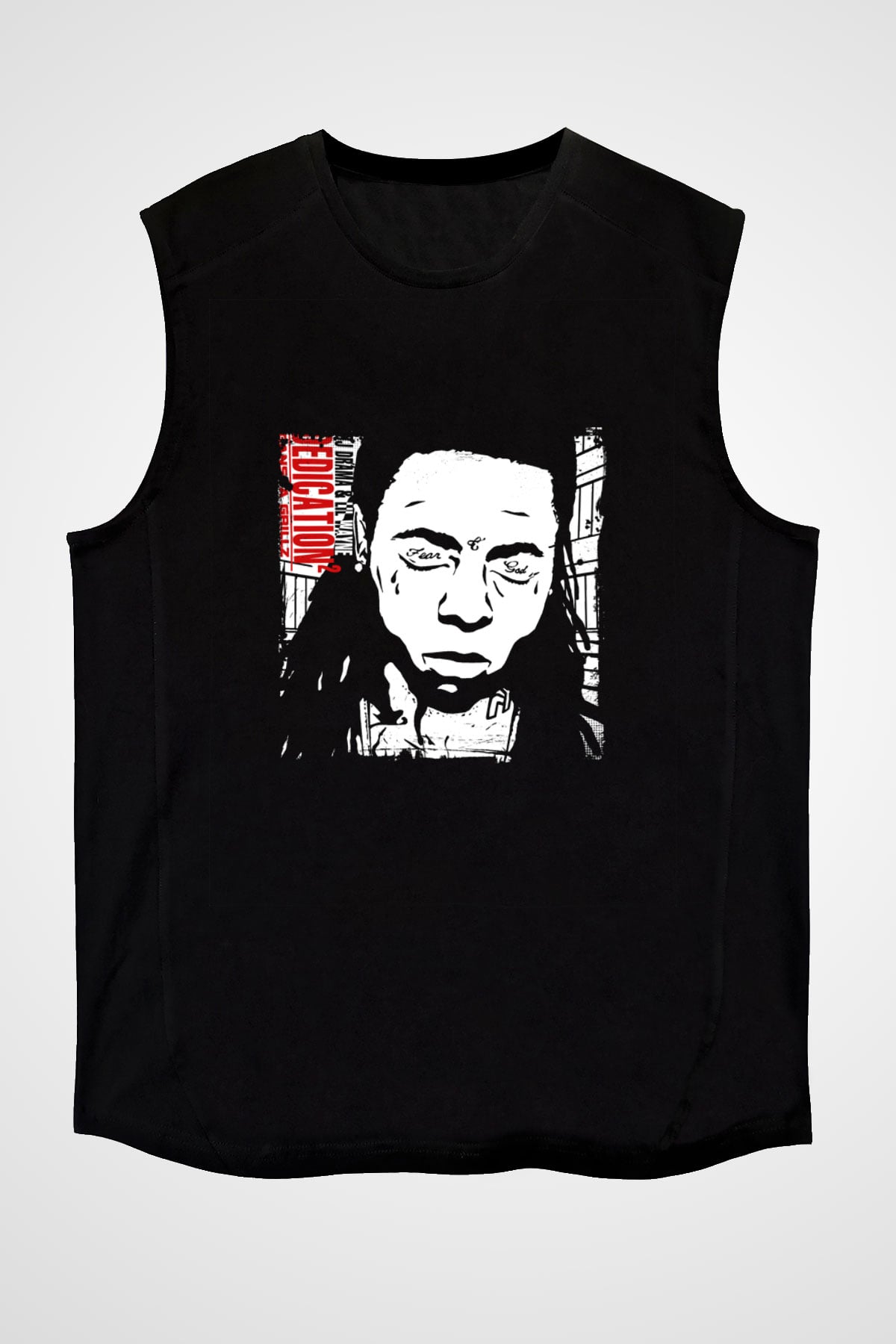 Lil Wayne Baskılı Unisex Siyah Kolsuz Tişört