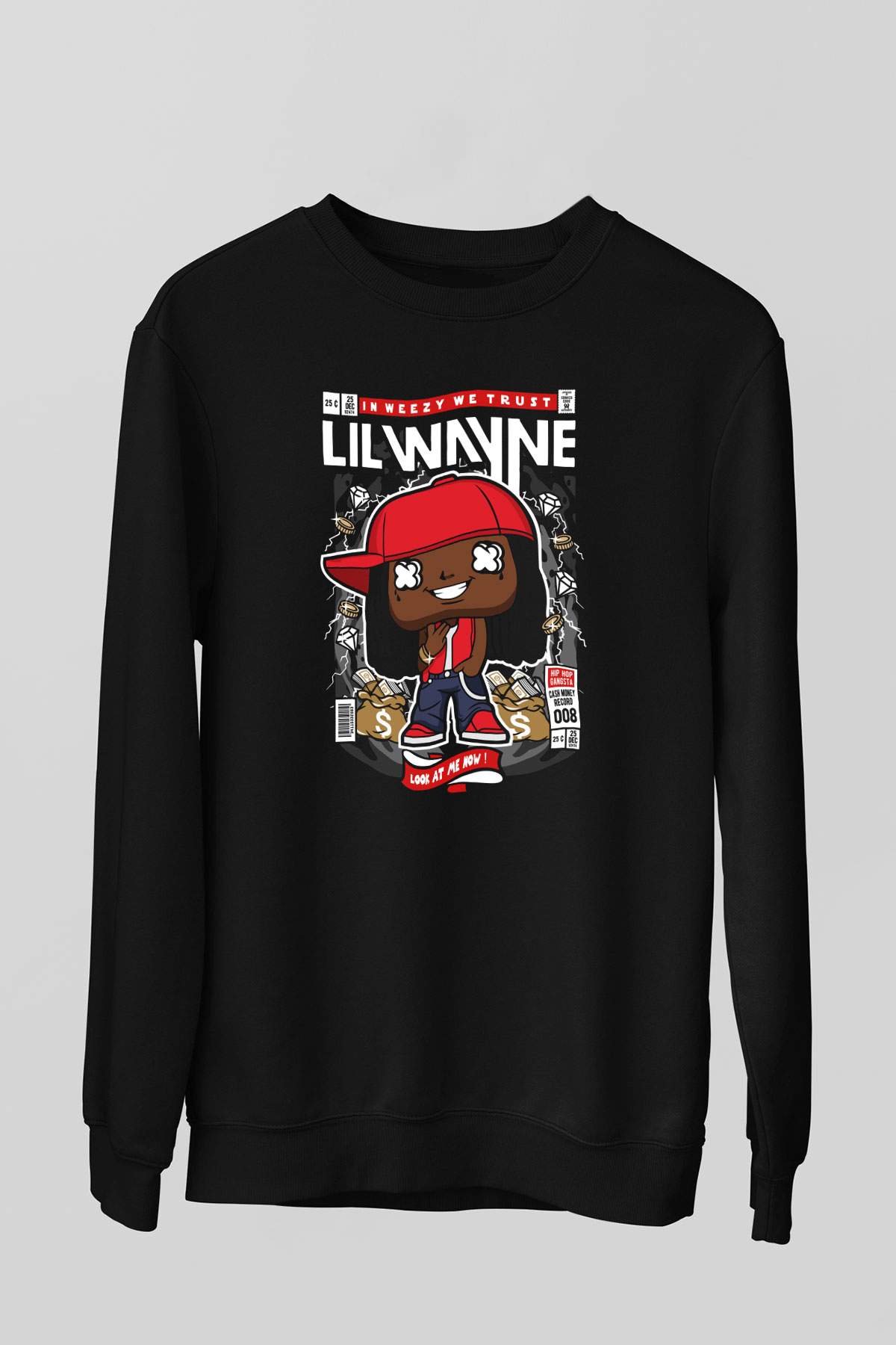 Lil Wayne Baskılı Unisex Siyah Sweatshirt