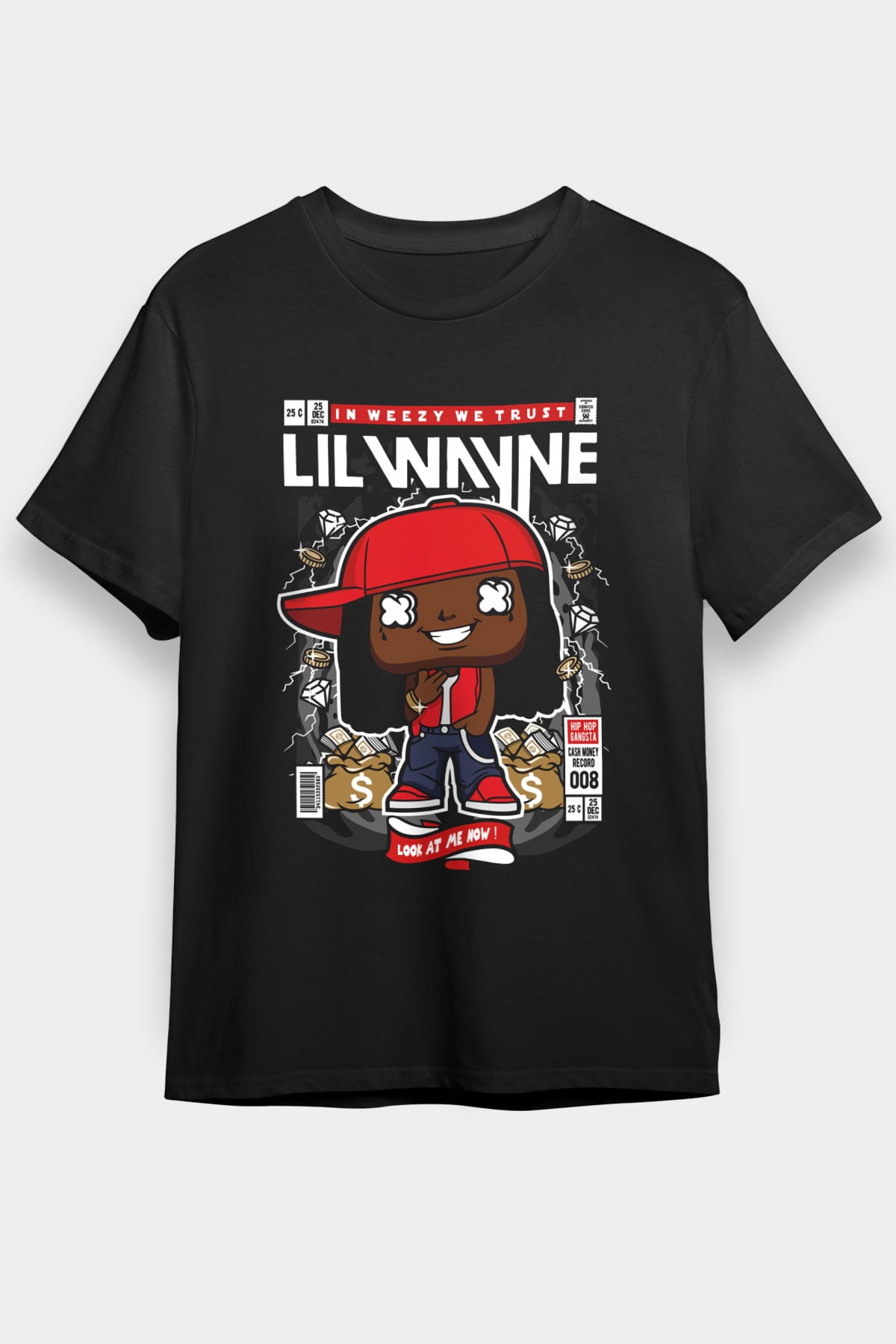 Lil Wayne Baskılı Unisex Siyah Tişört