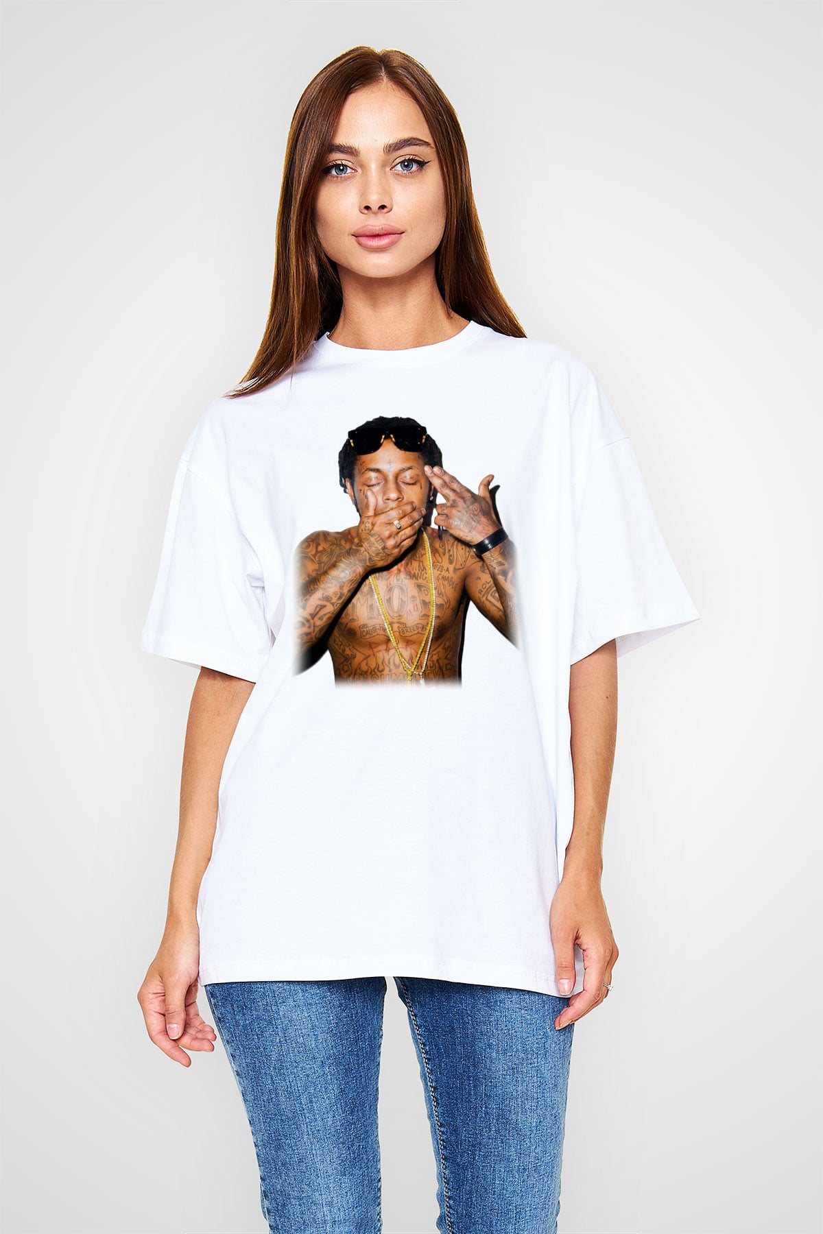 Lil Wayne Beyaz Unisex Oversize Tişört T-Shirt