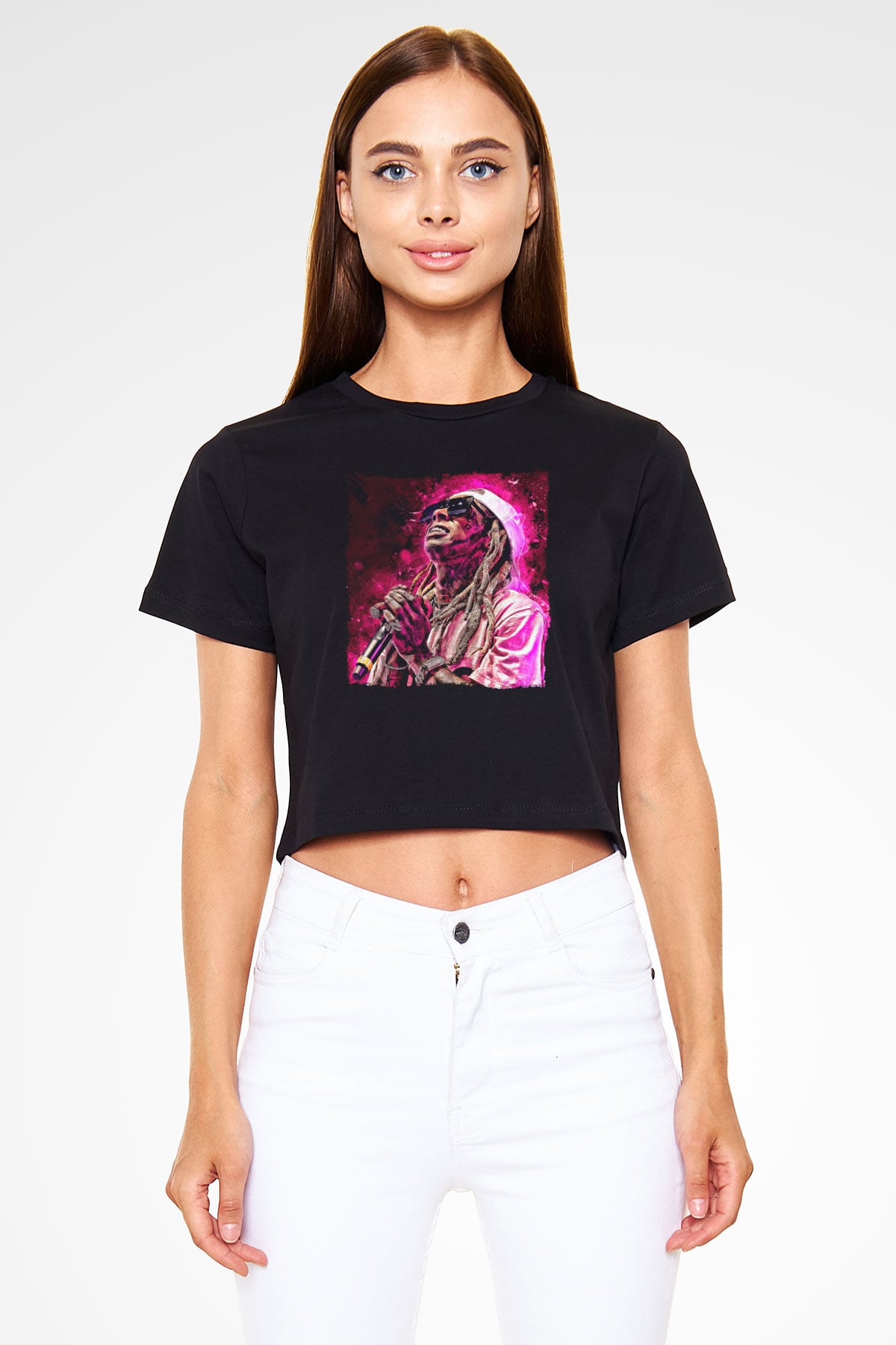 Lil Wayne Siyah  Crop Top Tişört
