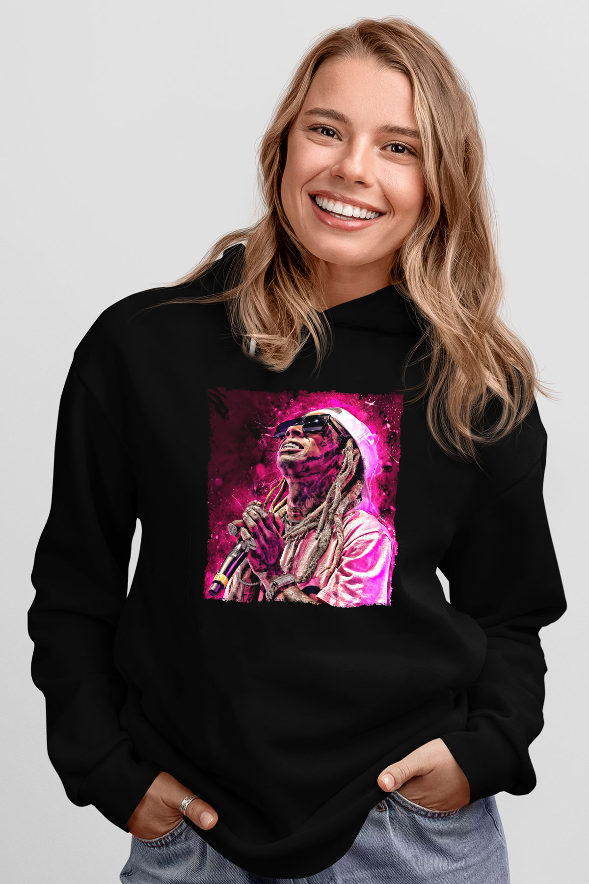 Lil Wayne Siyah Unisex Kapüşonlu Sweatshirt