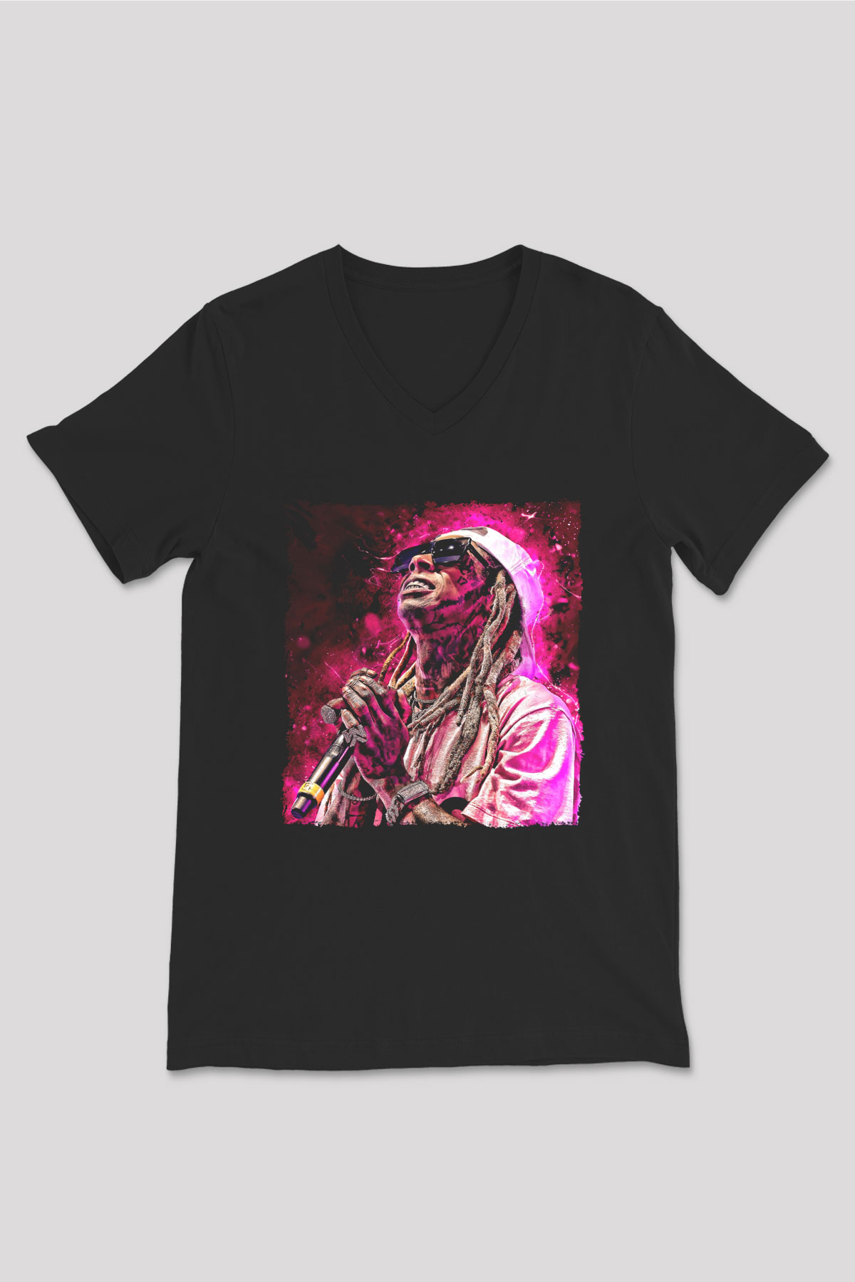 Lil Wayne Siyah Unisex V Yaka Tişört