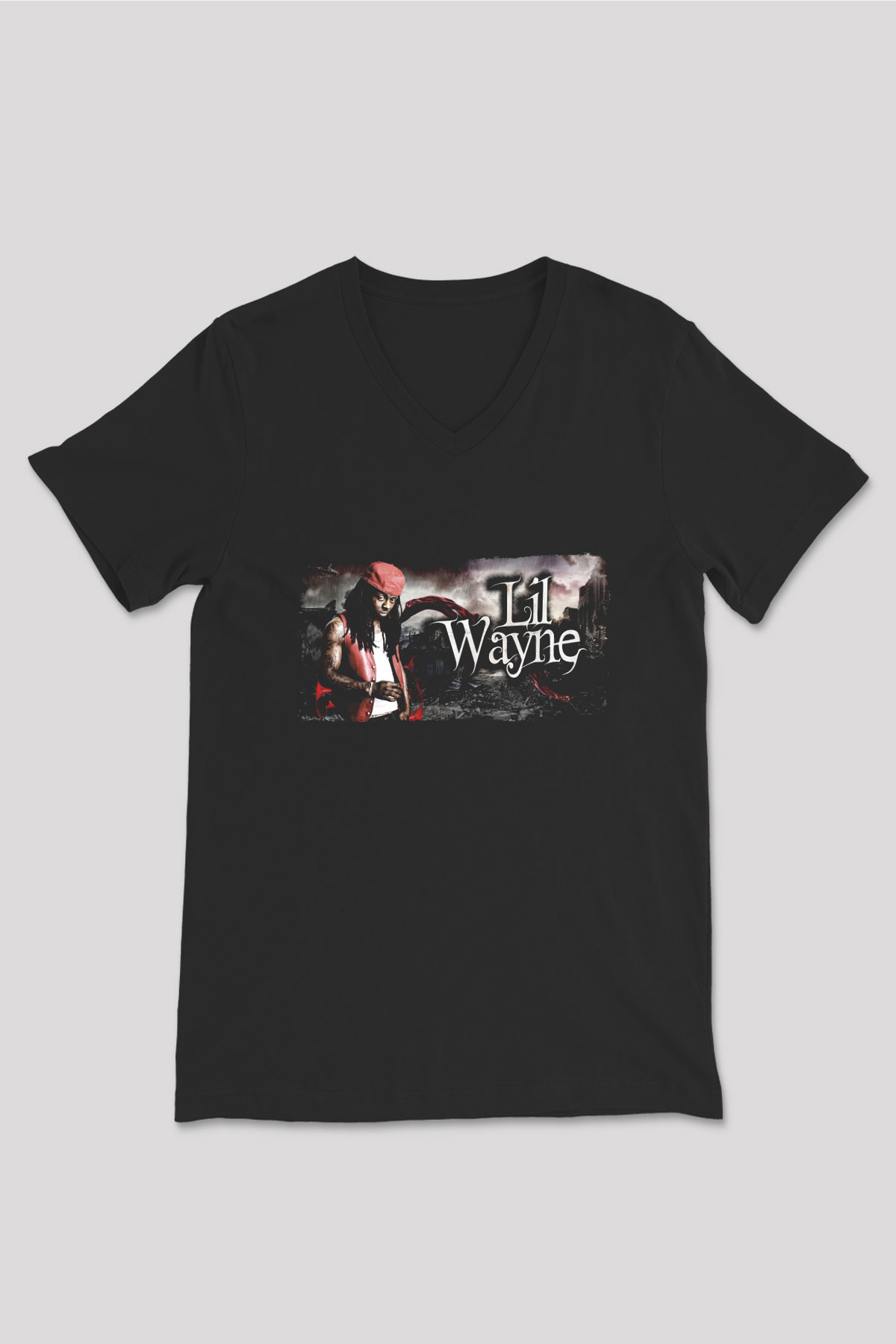Lil Wayne Siyah Unisex V Yaka Tişört