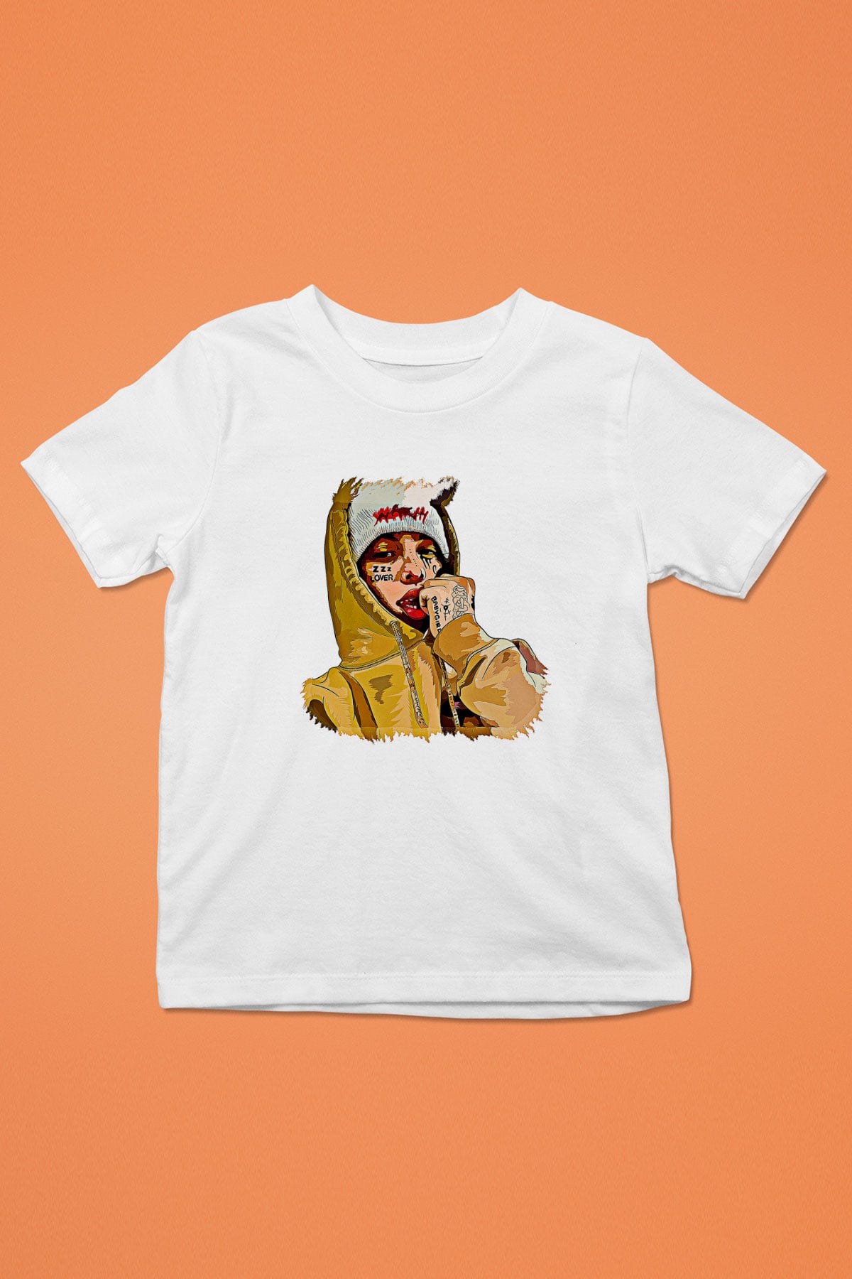 Lil Xan Baskılı Beyaz Unisex Beyaz Çocuk Tişört - Tshirt