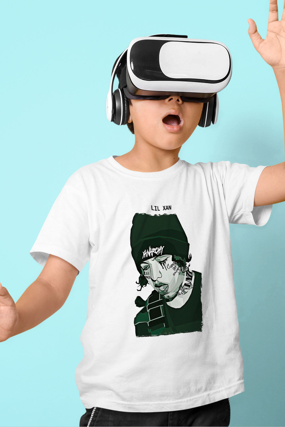 Lil Xan Baskılı Beyaz Unisex Beyaz Çocuk Tişört - Tshirt