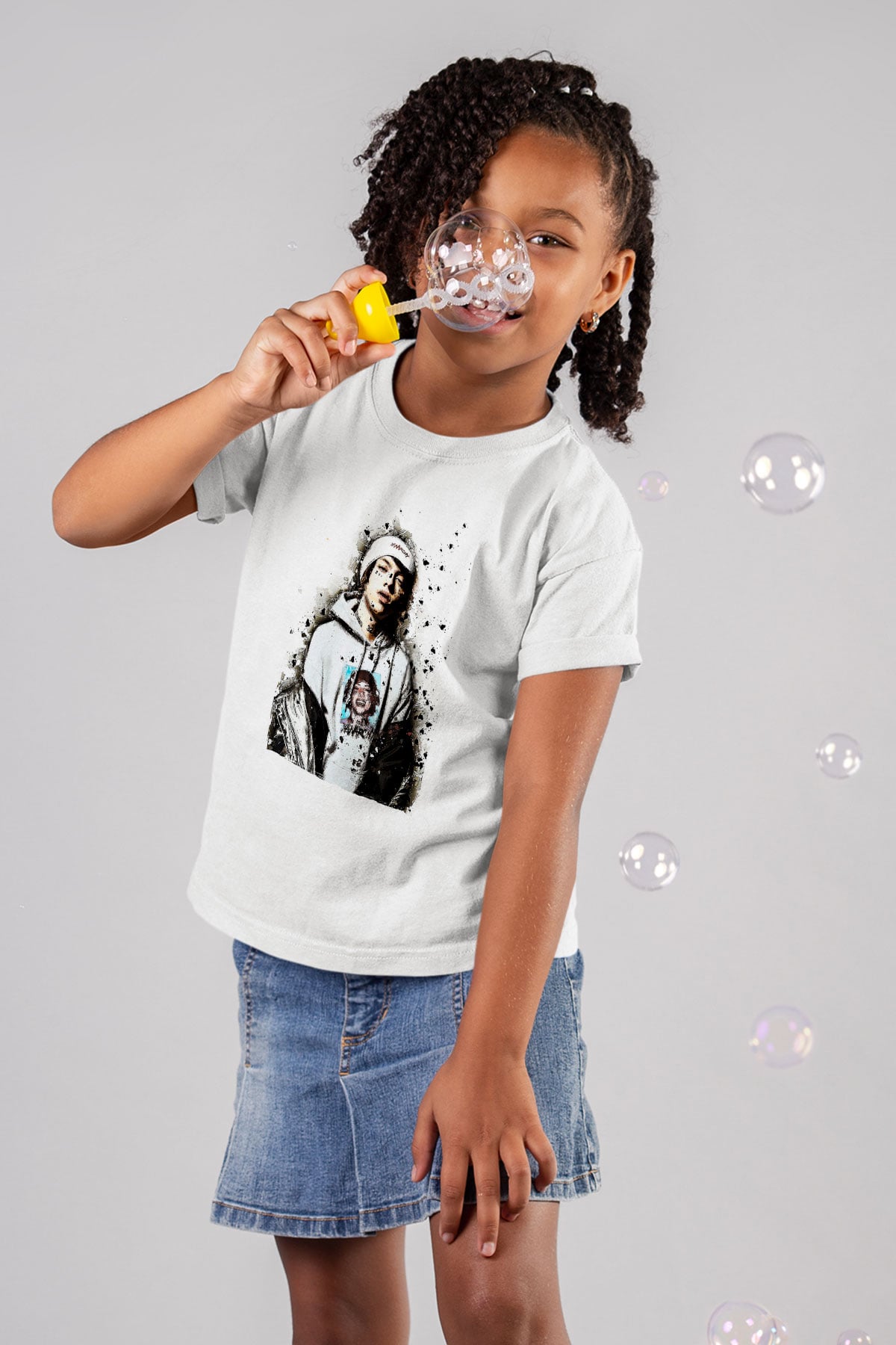 Lil Xan Baskılı Beyaz Unisex Beyaz Çocuk Tişört - Tshirt