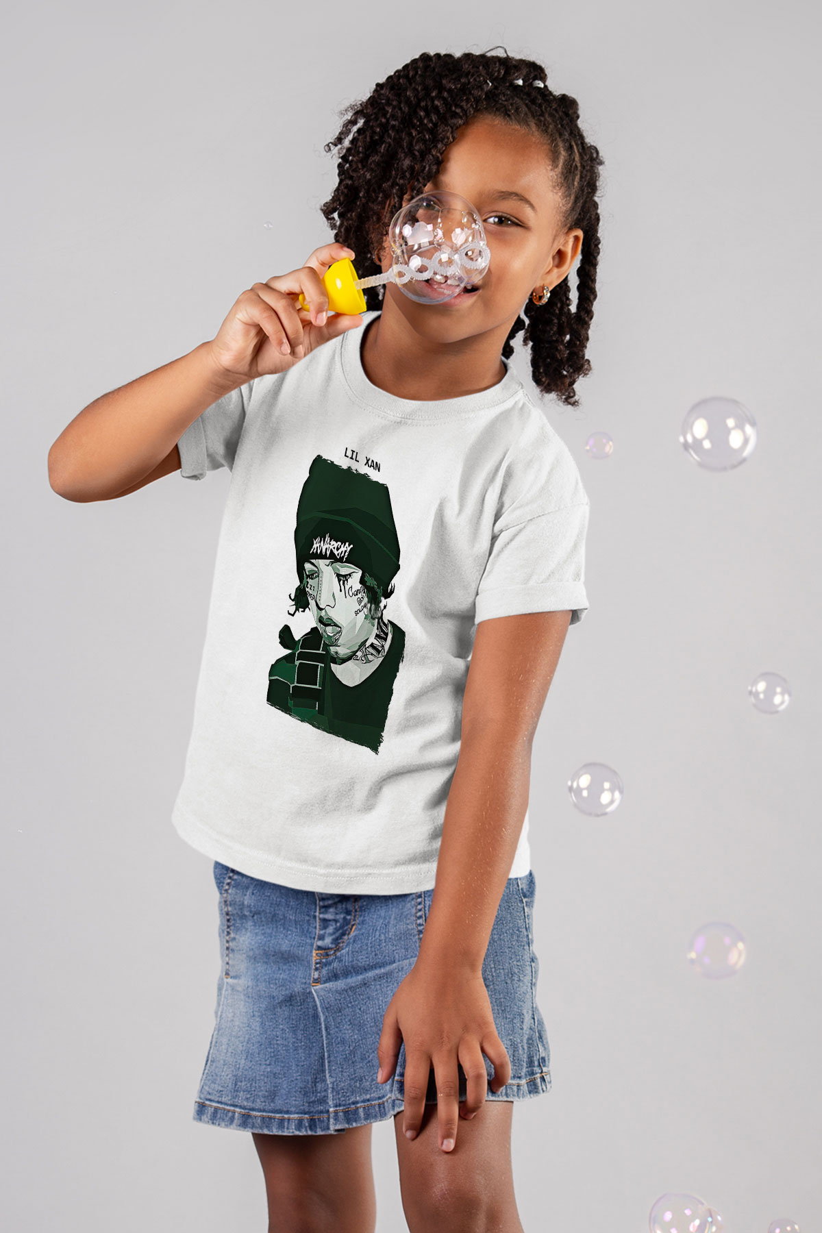 Lil Xan Baskılı Beyaz Unisex Beyaz Çocuk Tişört - Tshirt