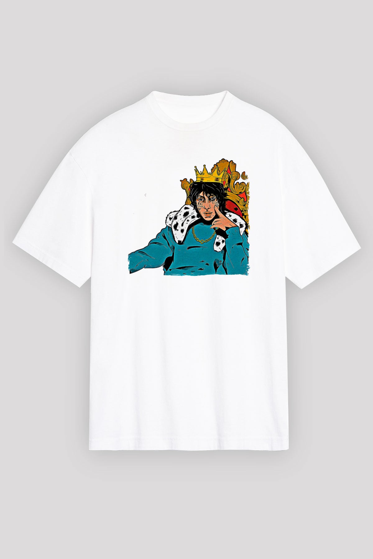 Lil Xan Baskılı Beyaz Unisex Oversize Tişört - Tshirt