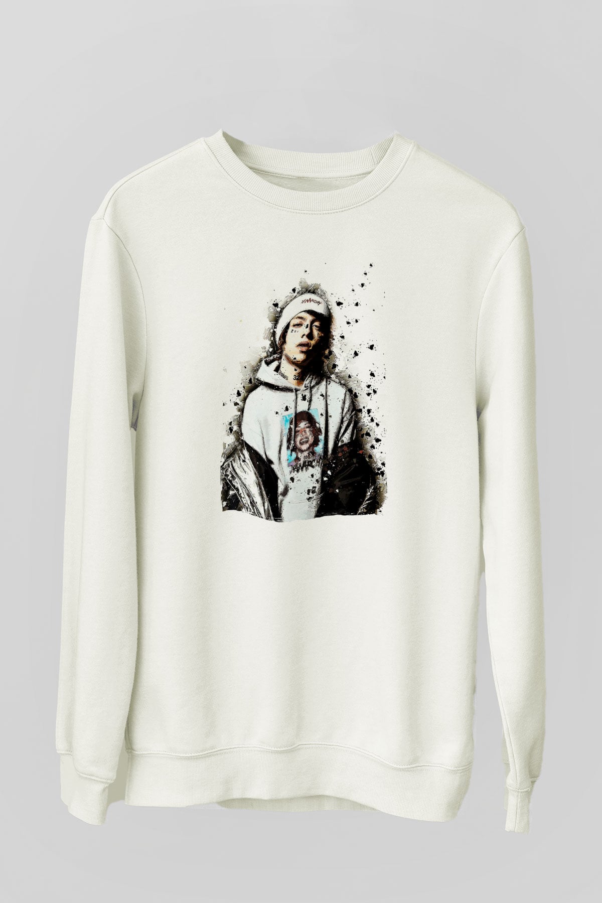 Lil Xan Baskılı Beyaz Unisex Sweatshirt