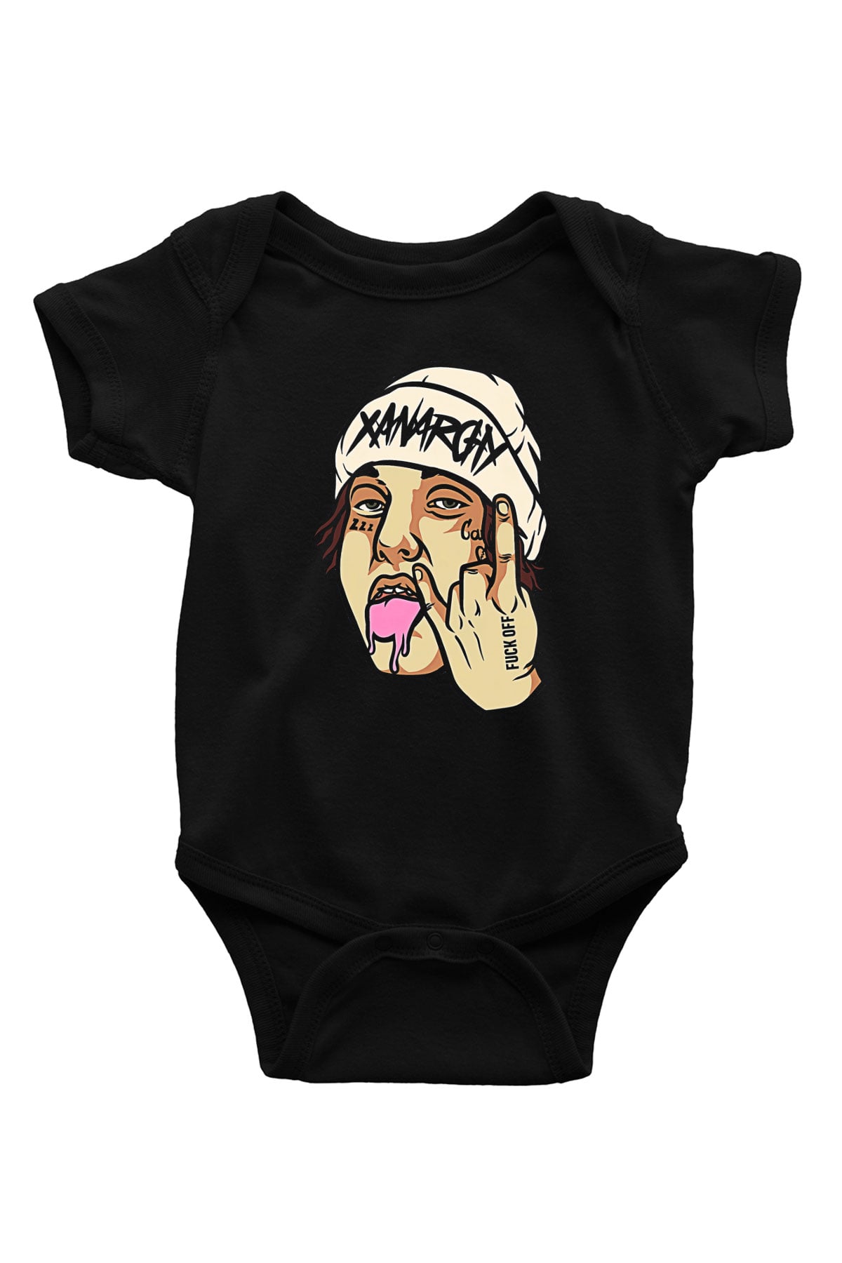 Lil Xan Baskılı Unisex Siyah Bebek Body - Zıbın