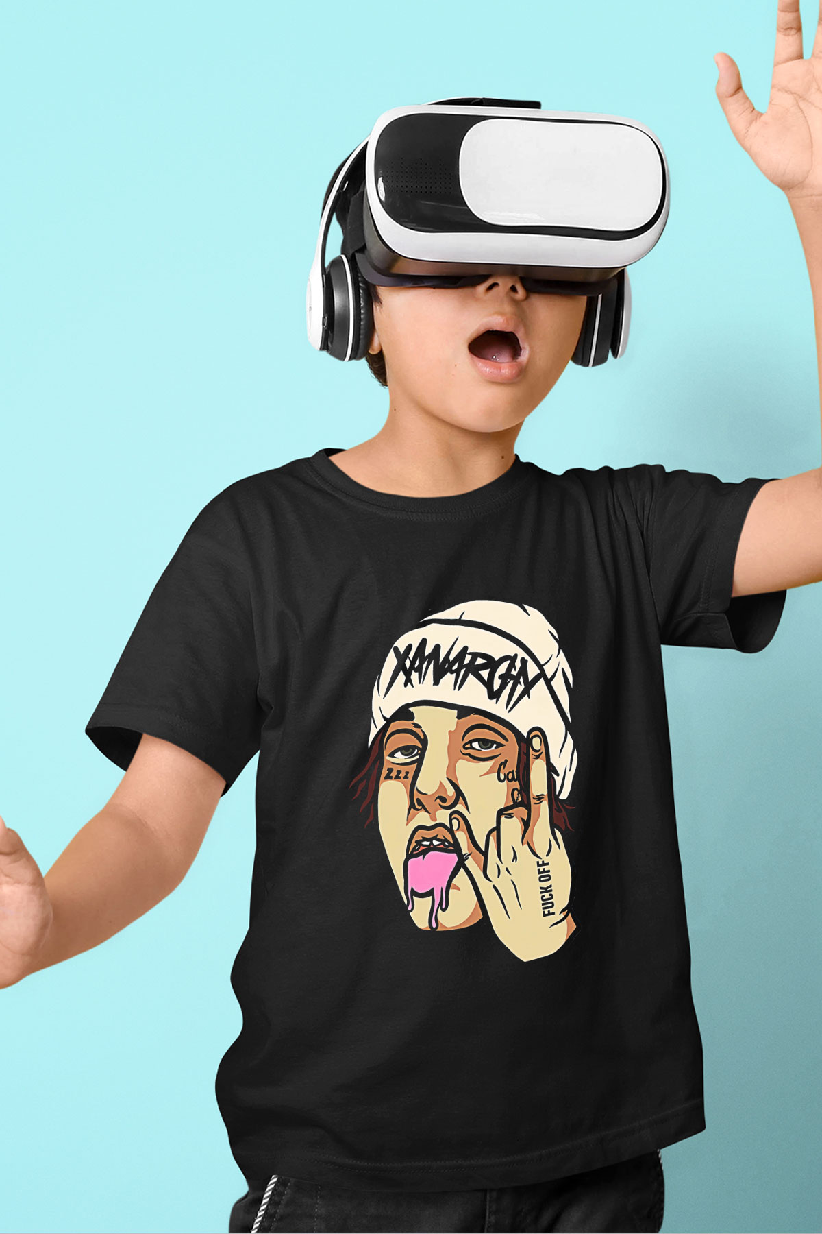 Lil Xan Baskılı Unisex Siyah Çocuk Tişört - Tshirt