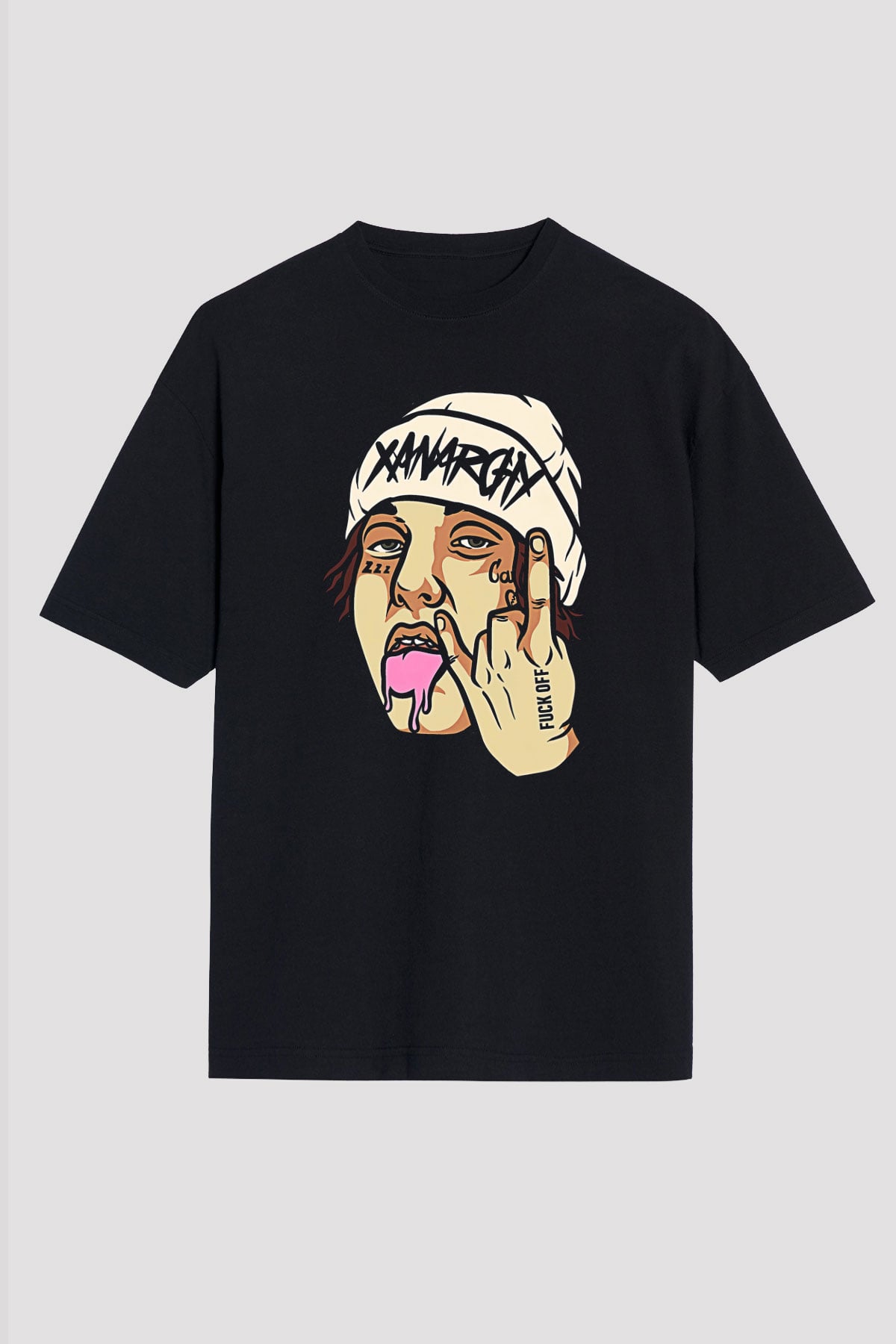 Lil Xan Baskılı Unisex Siyah Oversize Tişört - Tshirt