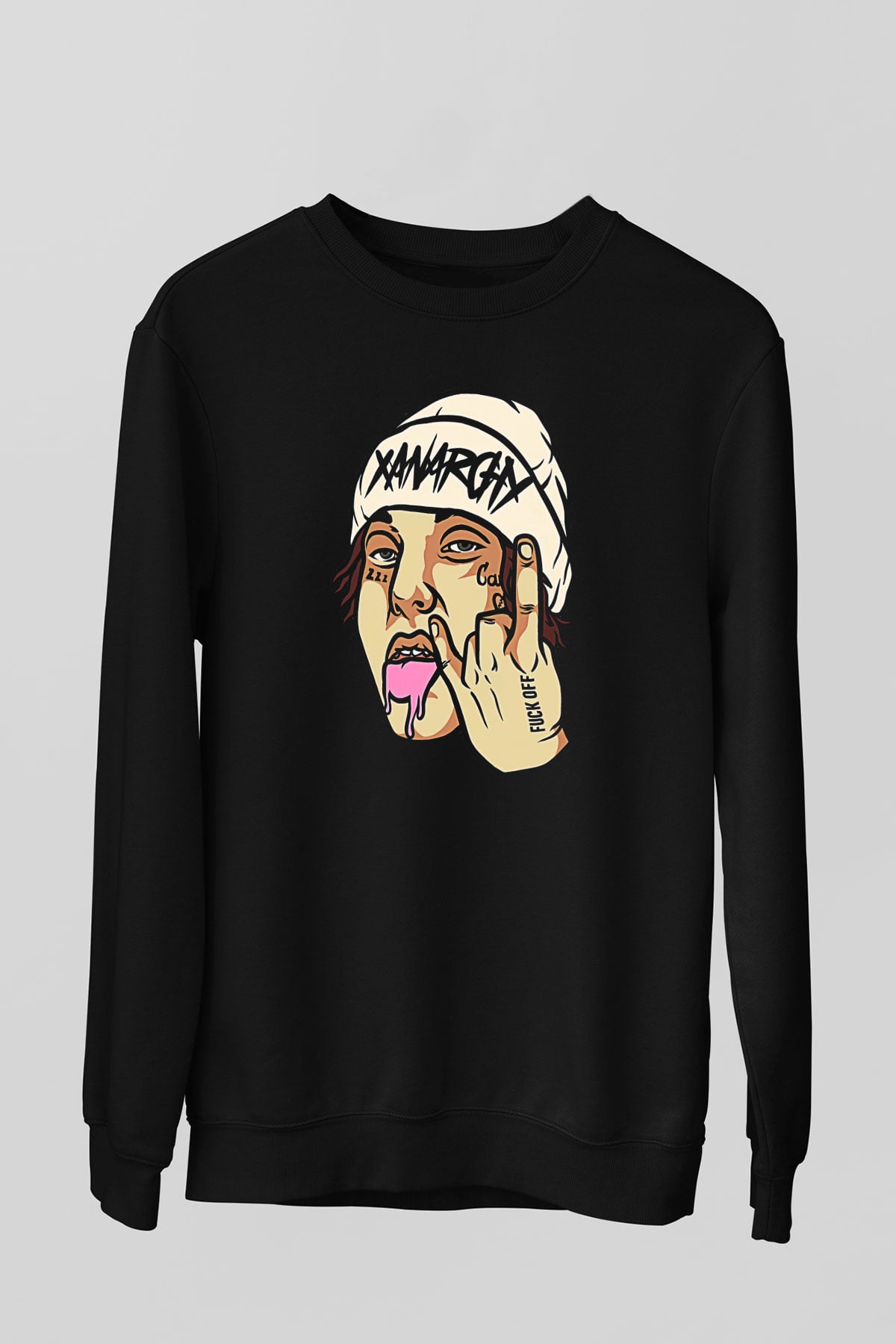 Lil Xan Baskılı Unisex Siyah Sweatshirt
