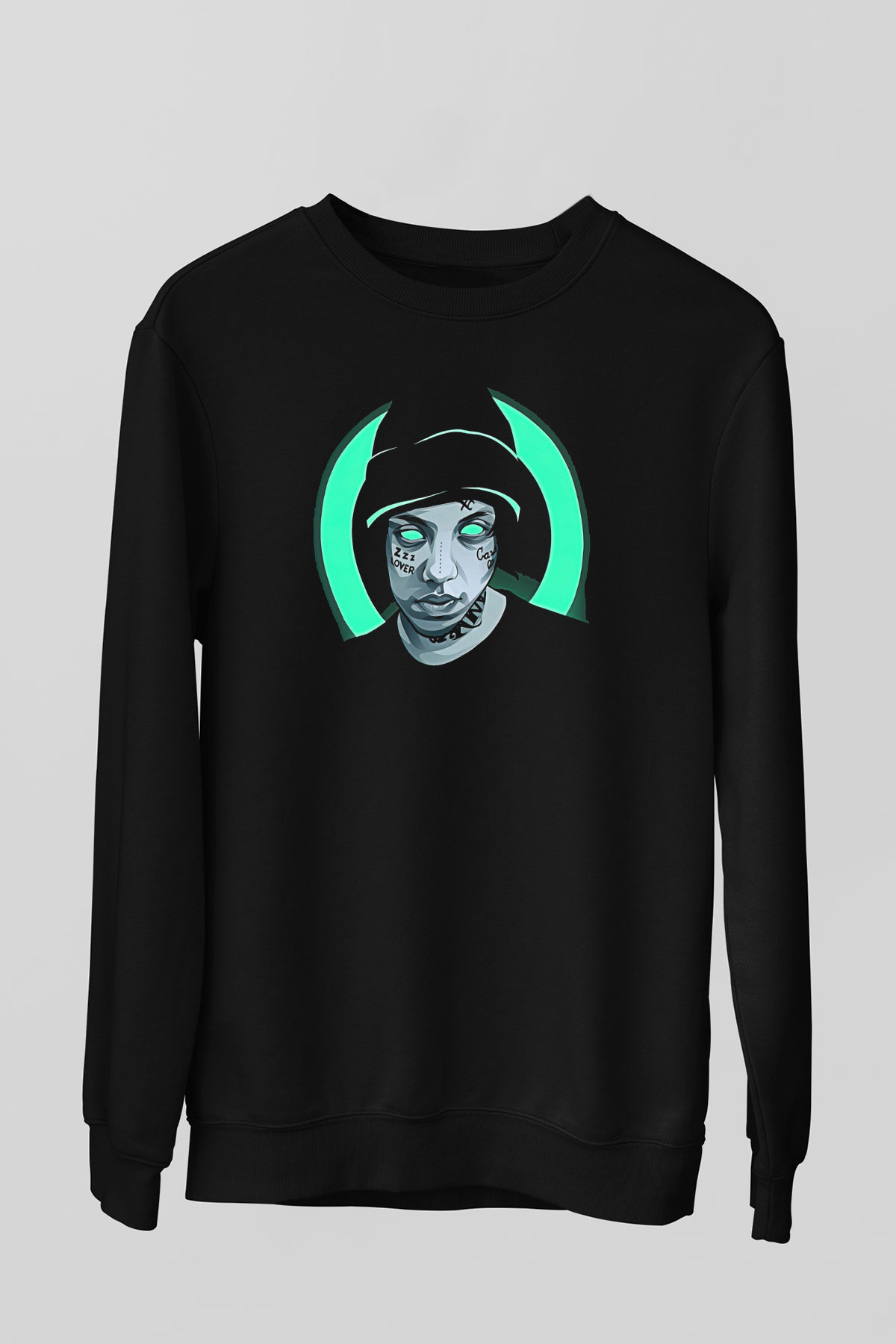 Lil Xan Baskılı Unisex Siyah Sweatshirt