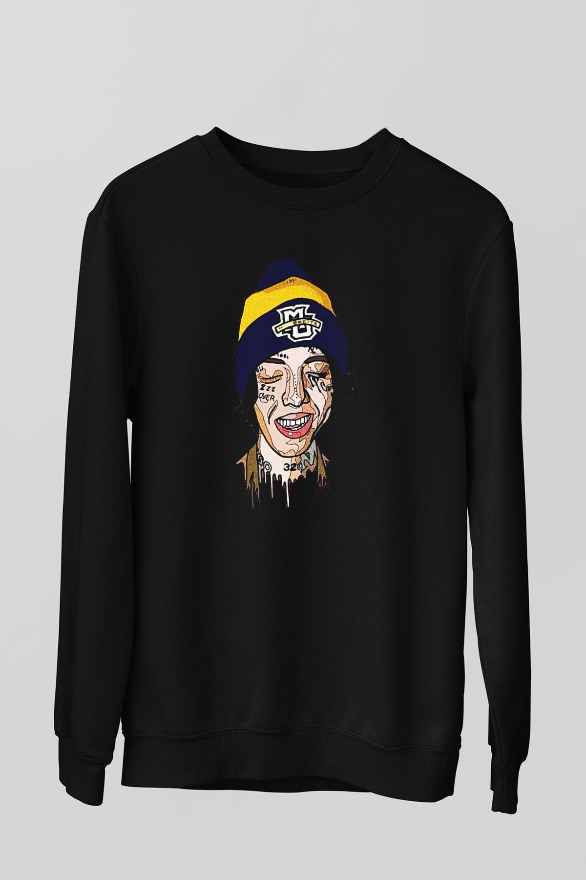 Lil Xan Baskılı Unisex Siyah Sweatshirt