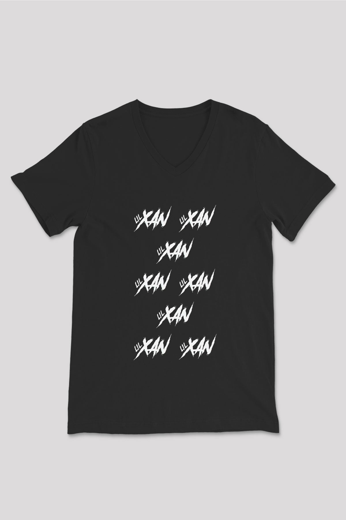 Lil Xan Baskılı Unisex Siyah V Yaka Tişört - Tshirt